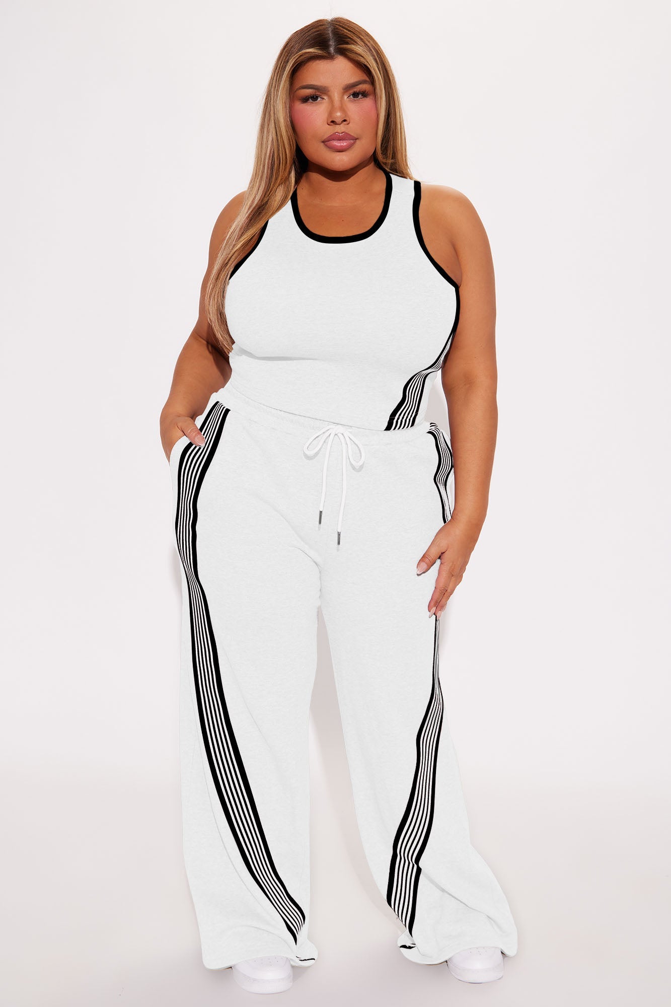 Varsity Babe Pant Set - White