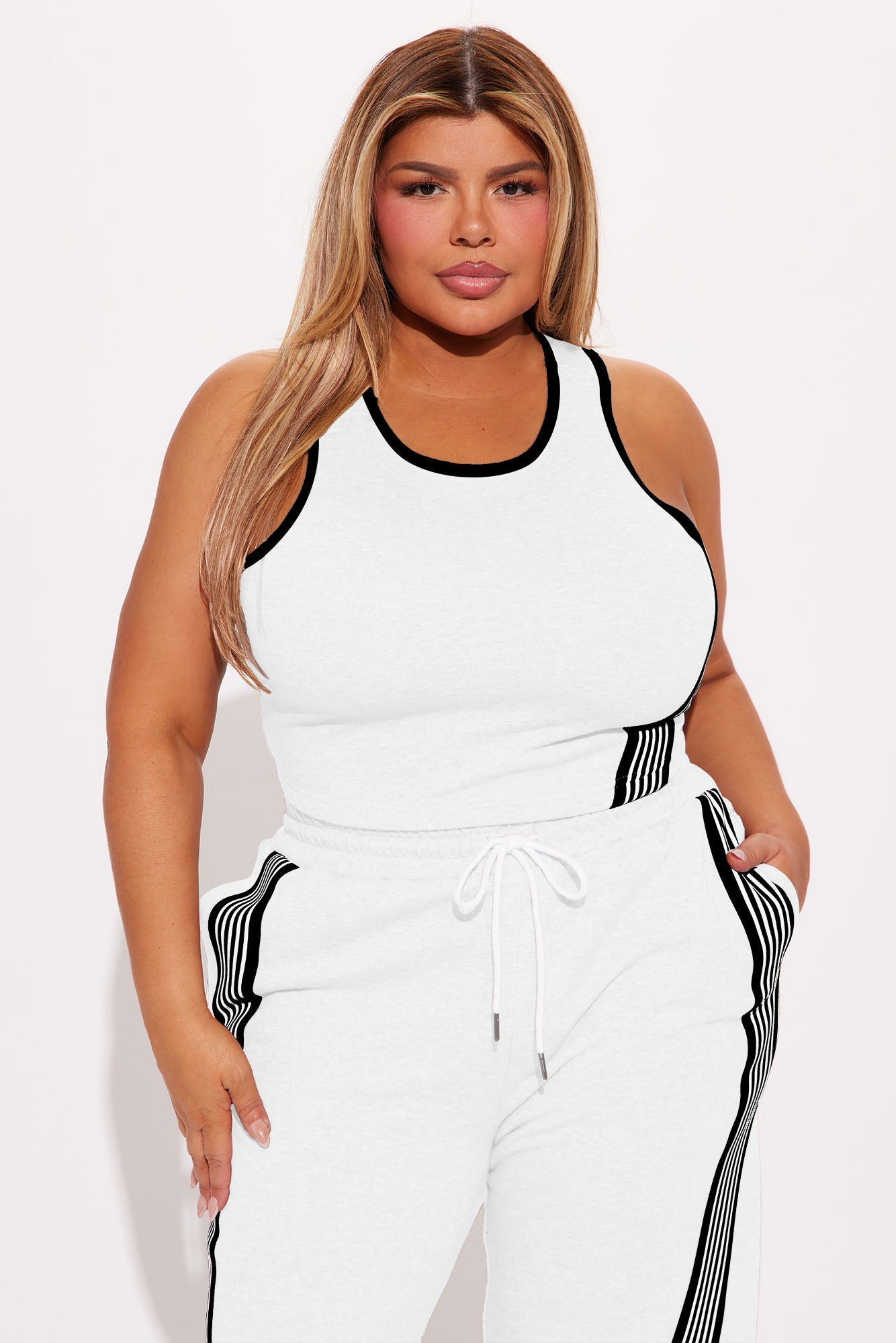 Varsity Babe Pant Set - White