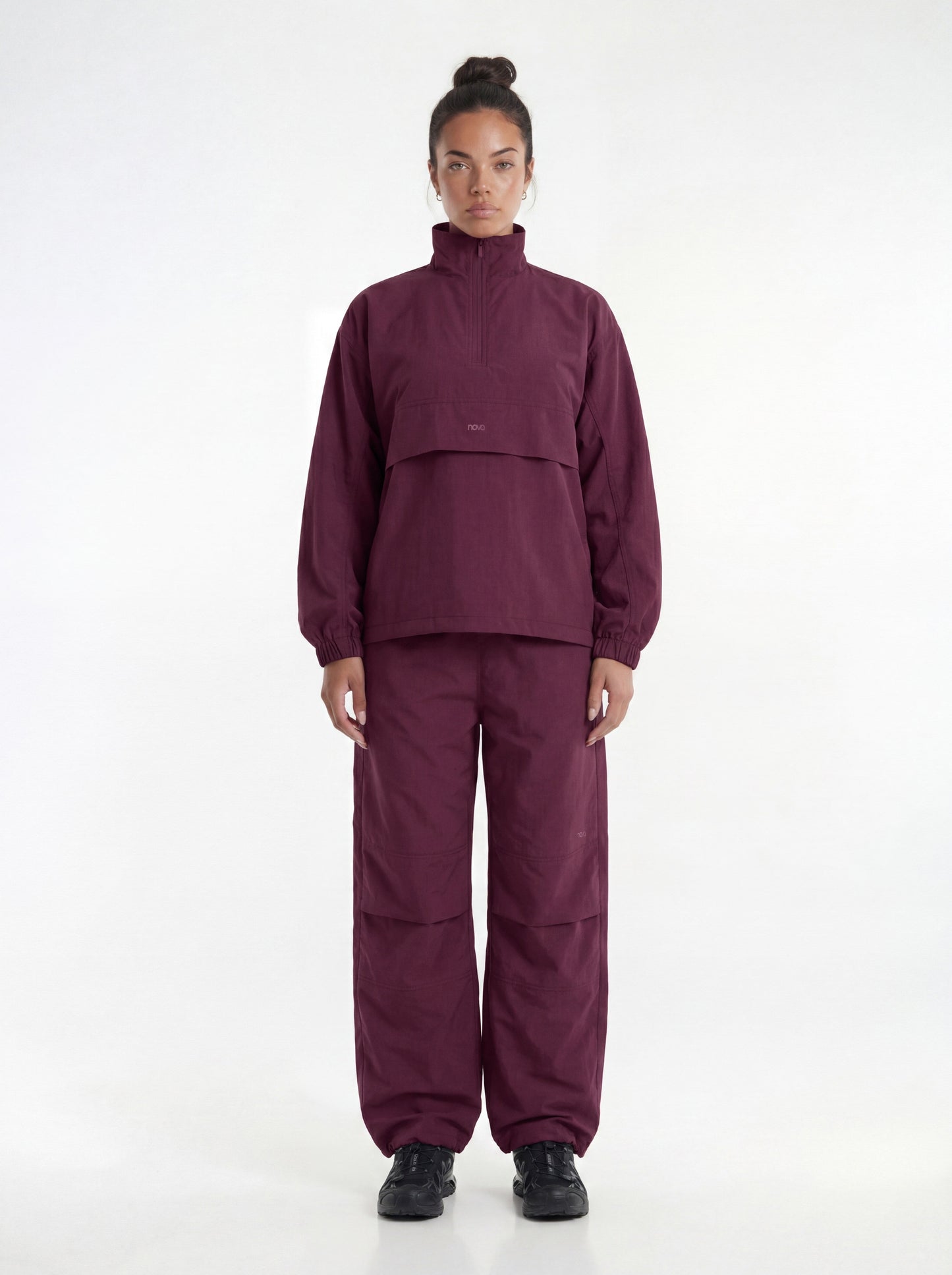 CoreNylon 32″ Wide Leg Track Pant - Merlot