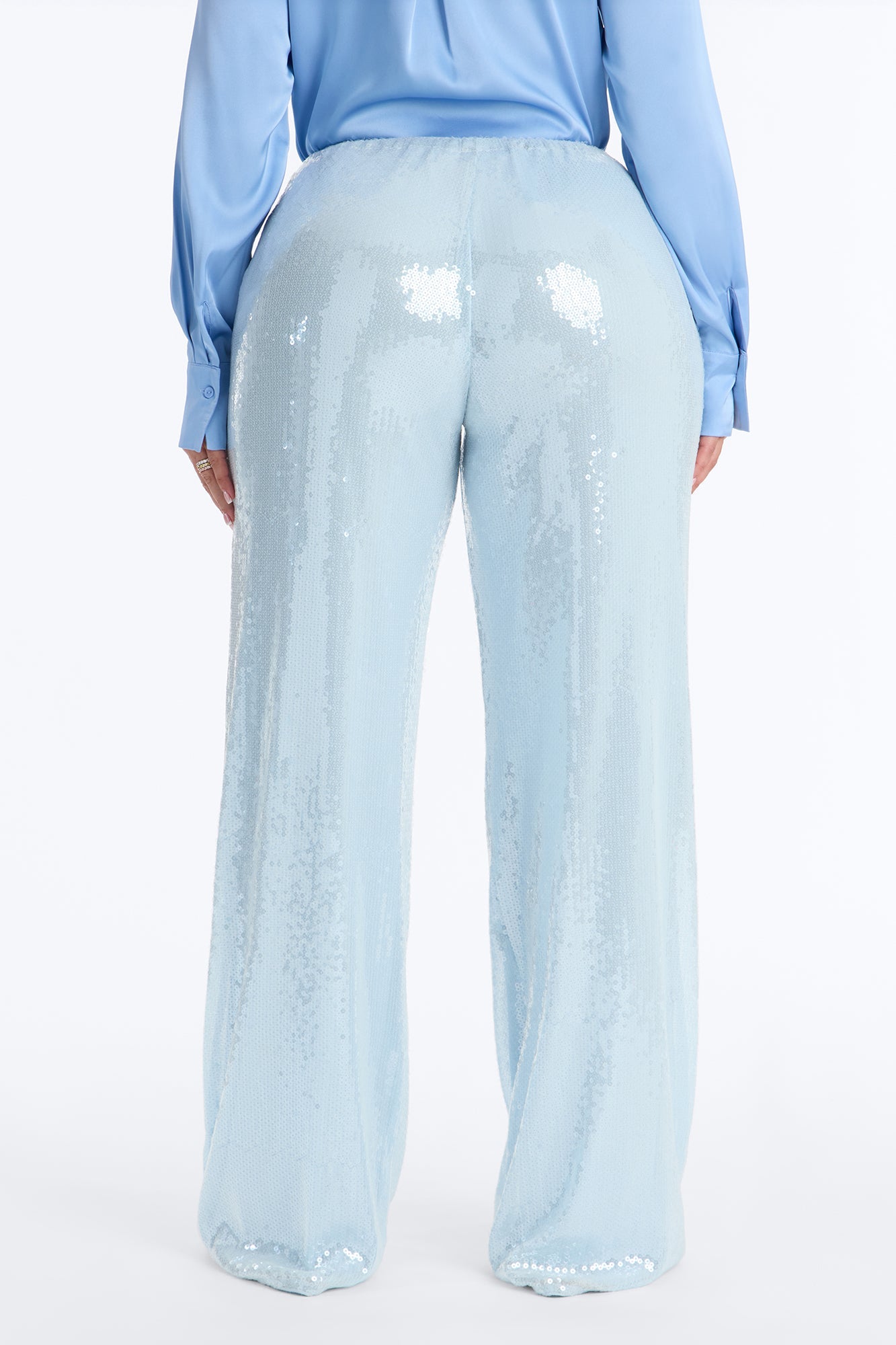 Glow Time Sequin Embellished Pants - Ice Blue