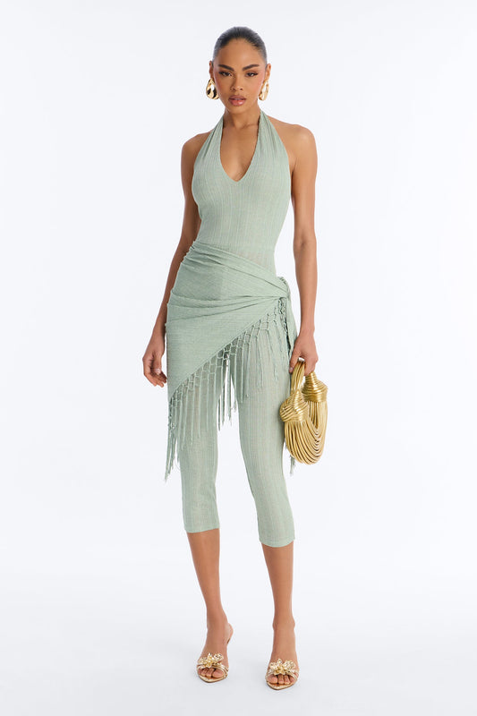 Emme Waist Tie Capri Catsuit - Sage