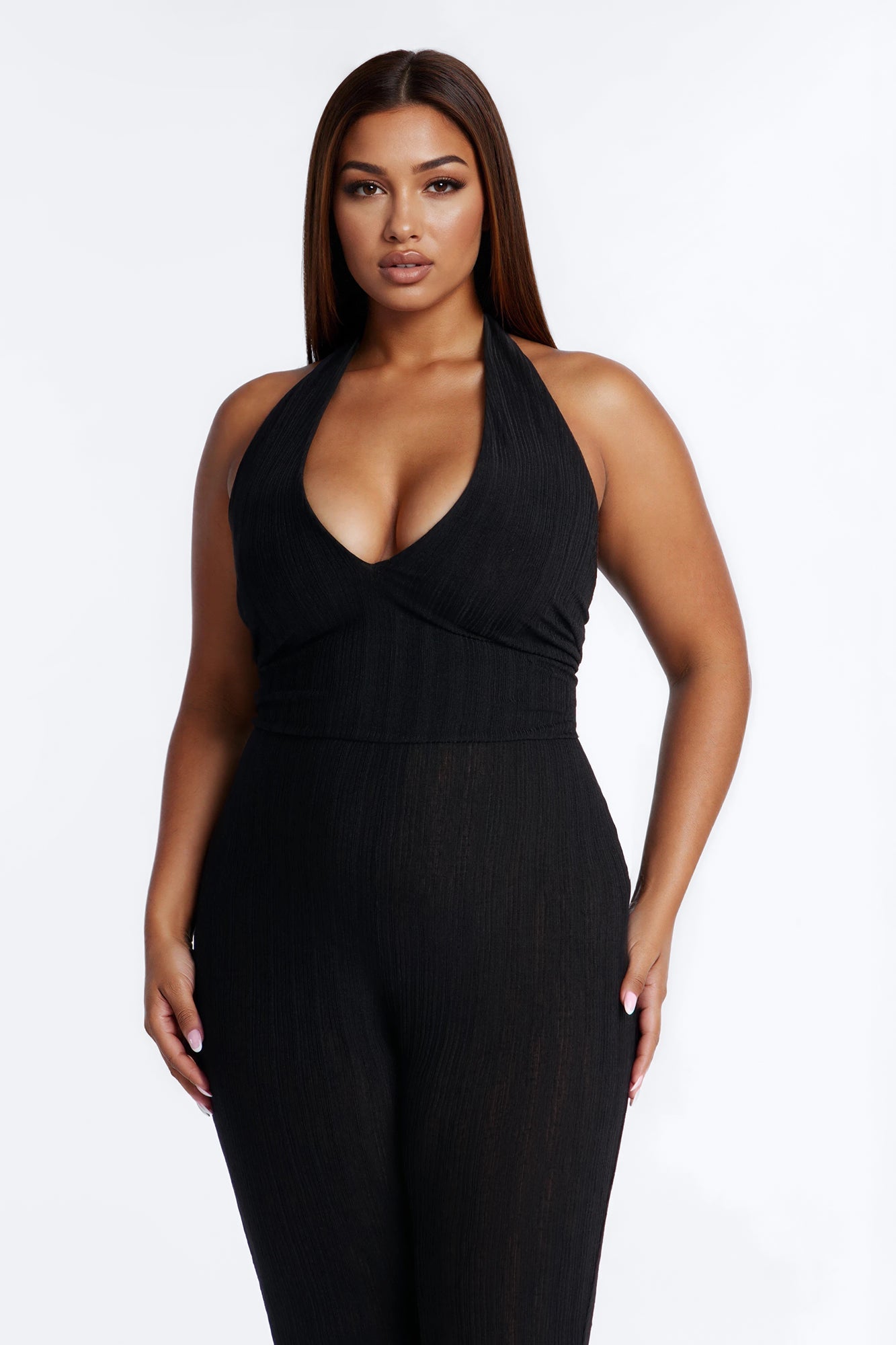 Emme Waist Tie Capri Catsuit - Black