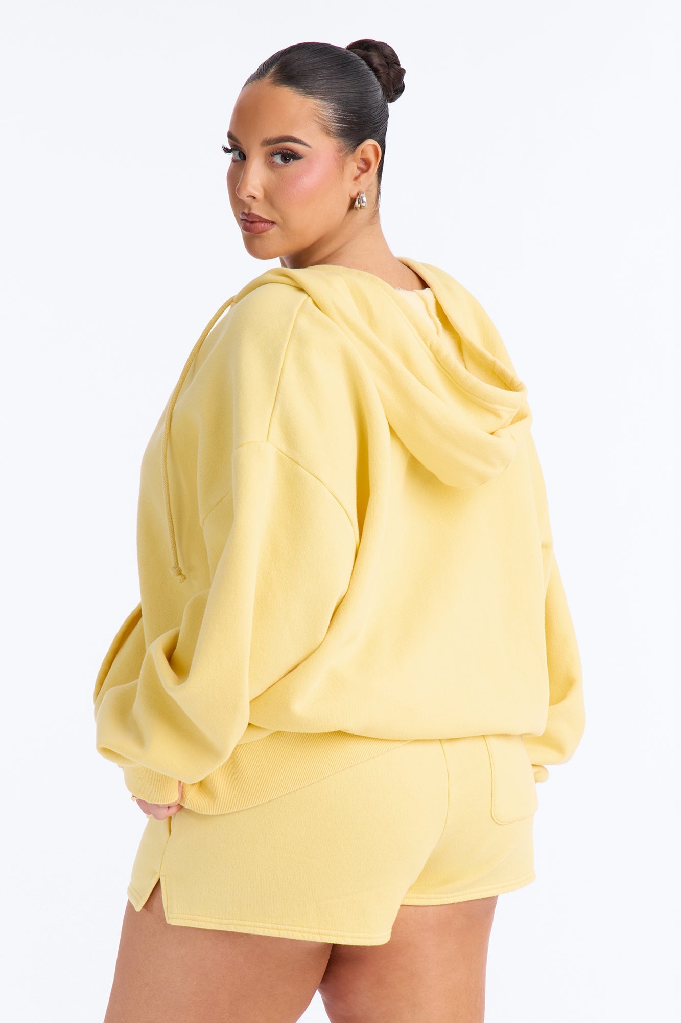 On The Run Washed Fleece Short Set - Yellow