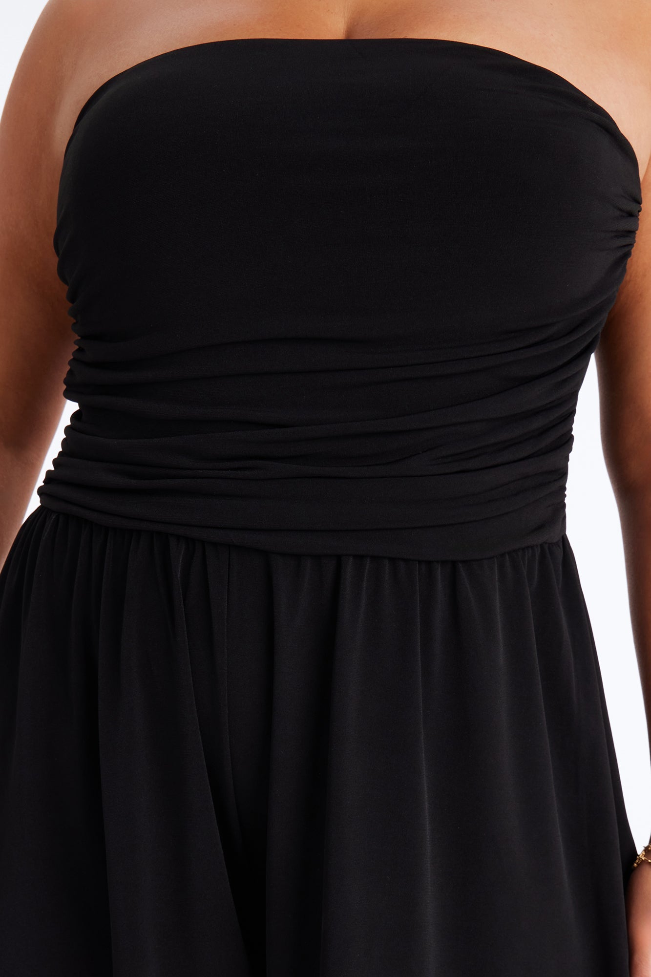 Krisha Strapless Flowy Romper - Black