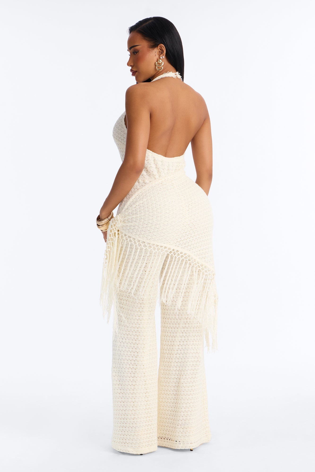 Mariah Jumpsuit And Tie Waist Scarf Set - Cream