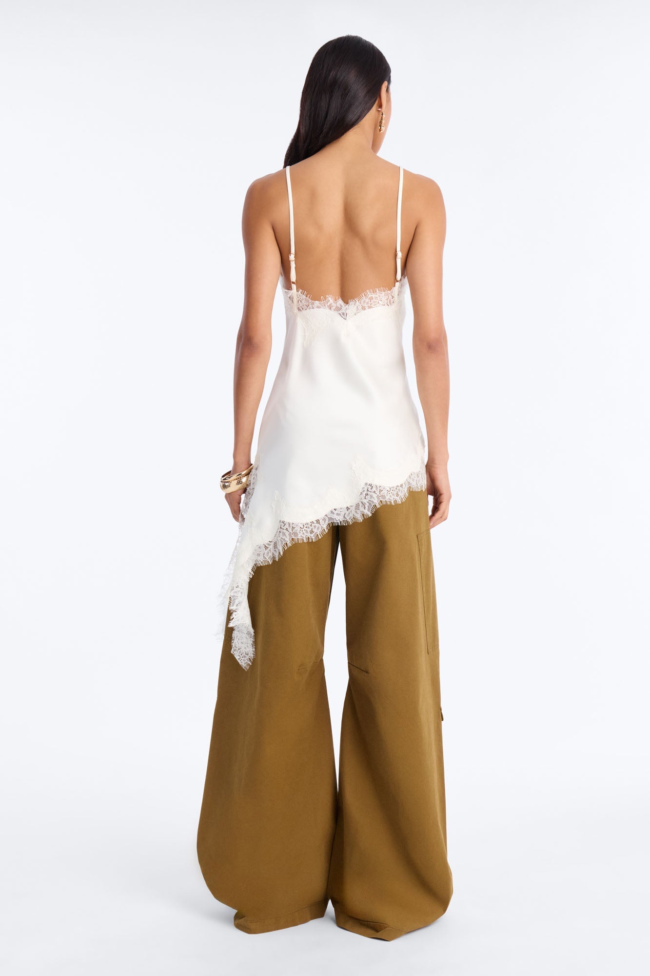 Taste Of Trouble Lace Trim Satin Top - Ivory