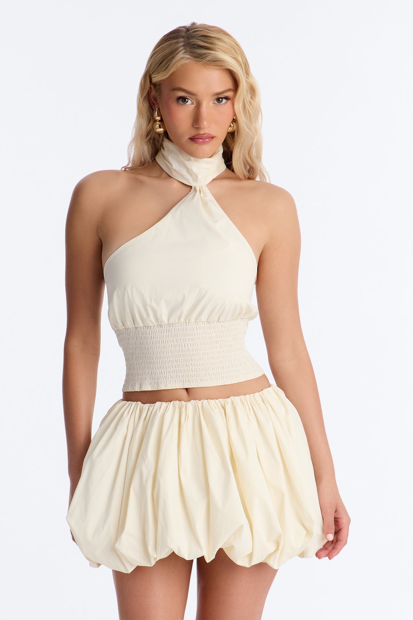 Paris Micro Mini Bubble Skirt Set - Ivory