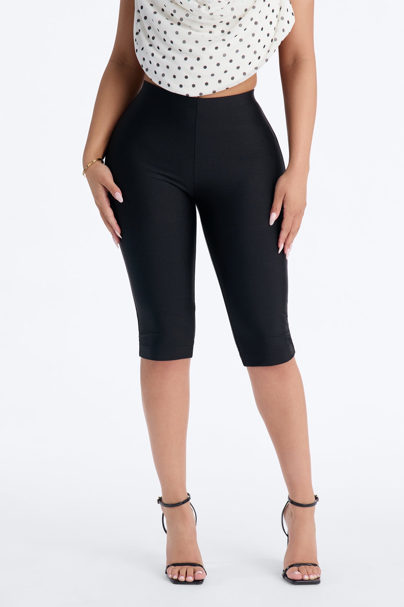 Tricot Low Rise Clean Waistband Pedal Pusher - Black