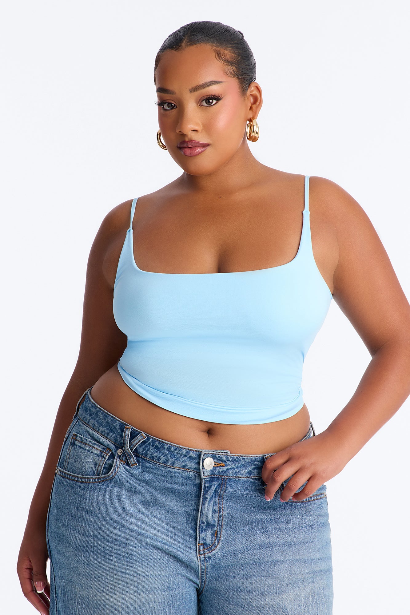 Katrina Scoop Neck Cami Top - Blue