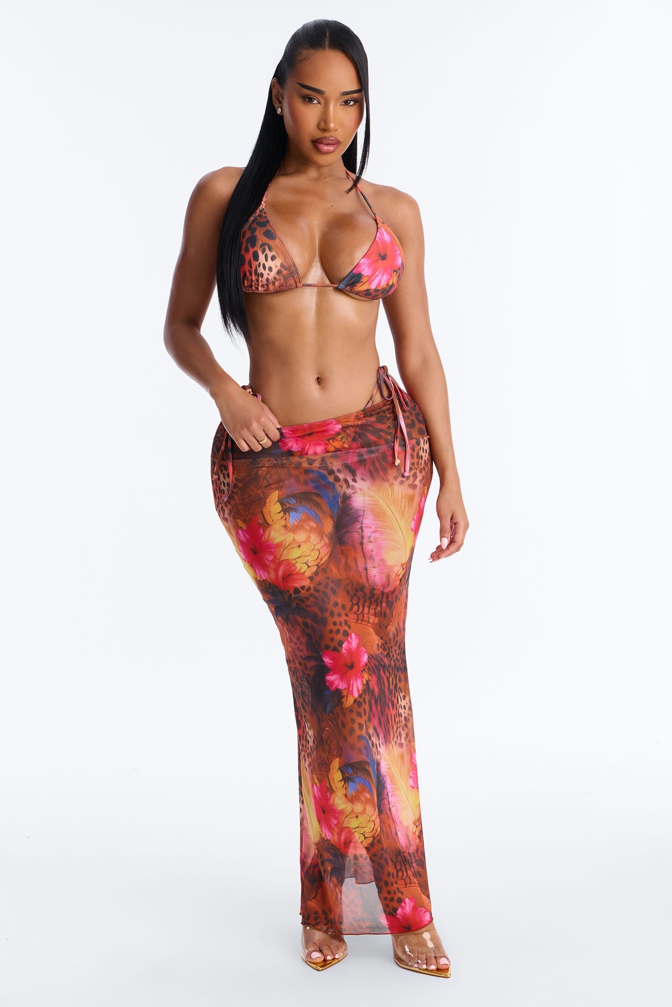Got It Right Bikini And Sarong - Multi Color