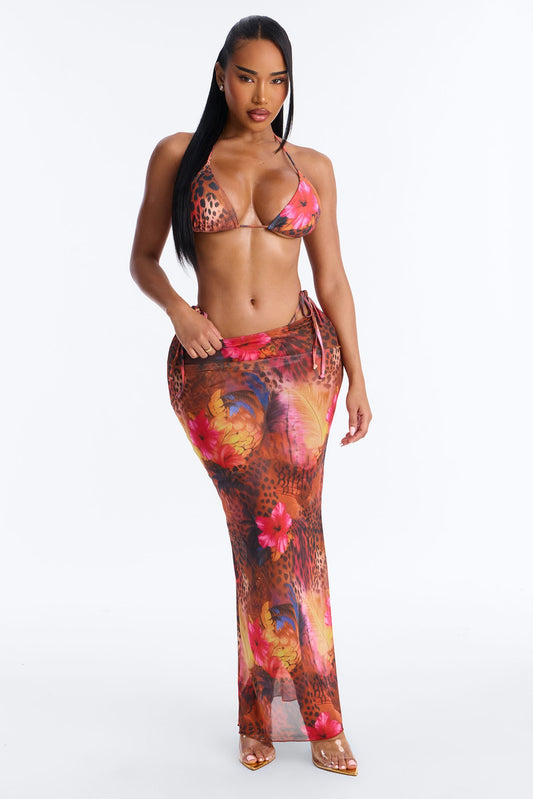 Got It Right Bikini And Sarong - Multi Color