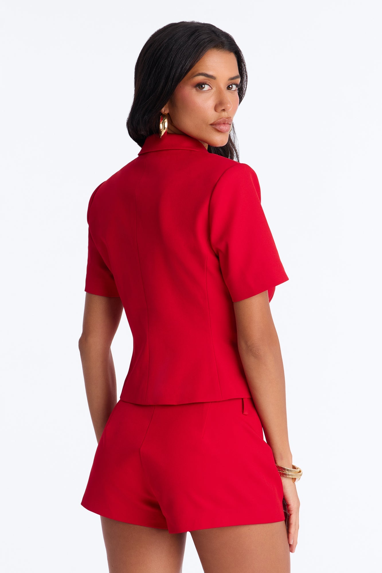 Your New Obsession Fitted Short Sleeve Blazer - Red