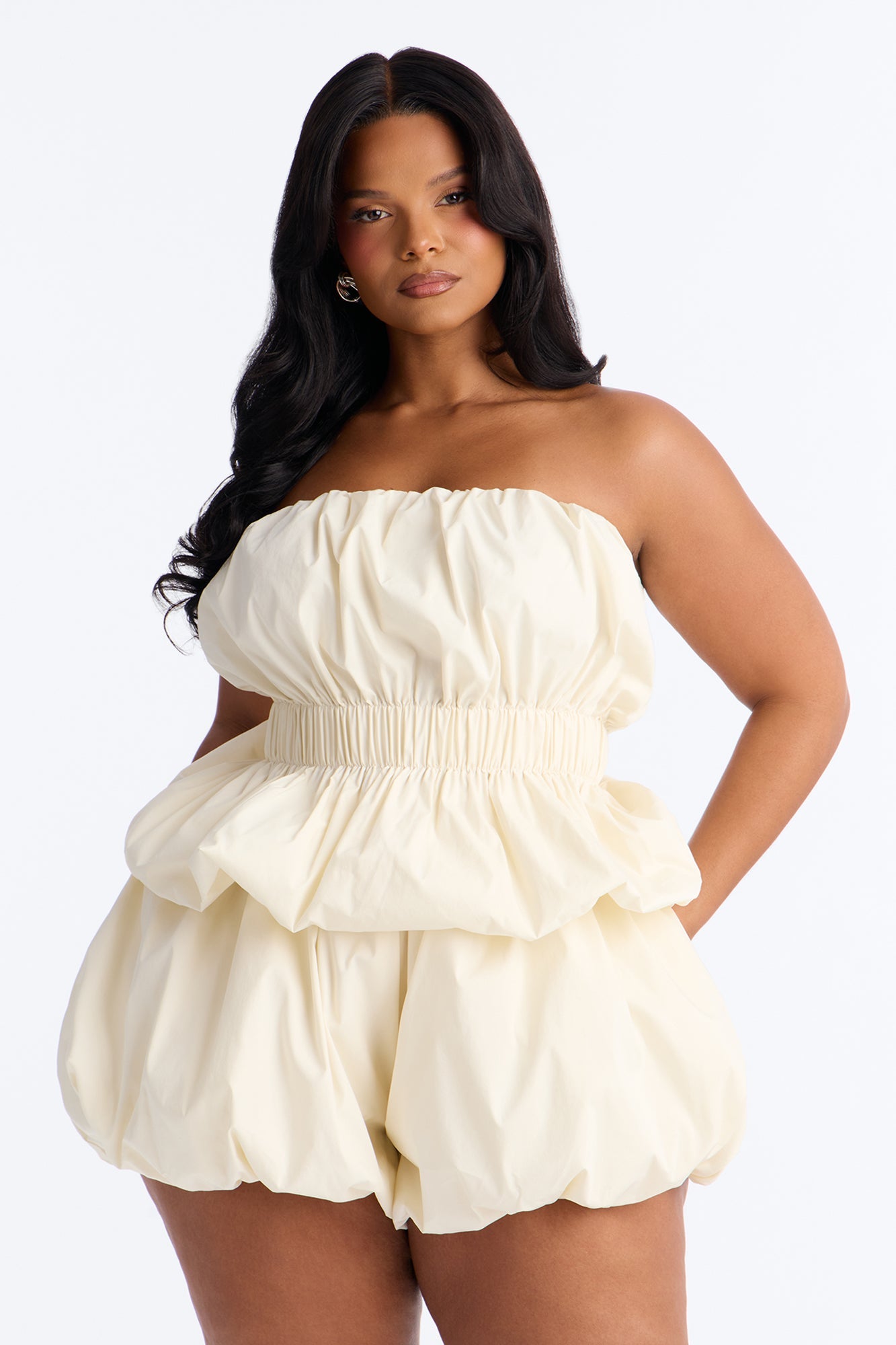 Paris Strapless Bubble Romper - Ivory