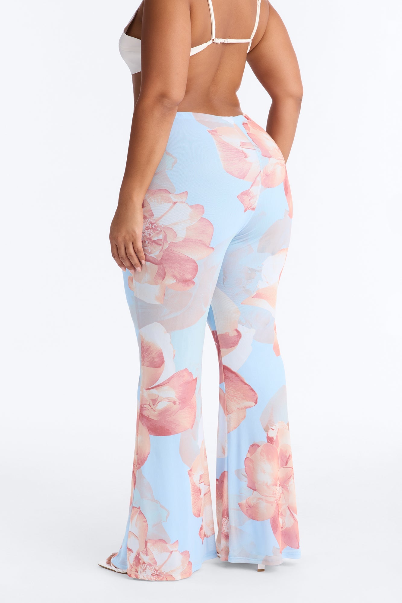 Jordana High Rise Double Lined Mesh Flare Pant - Blue/combo