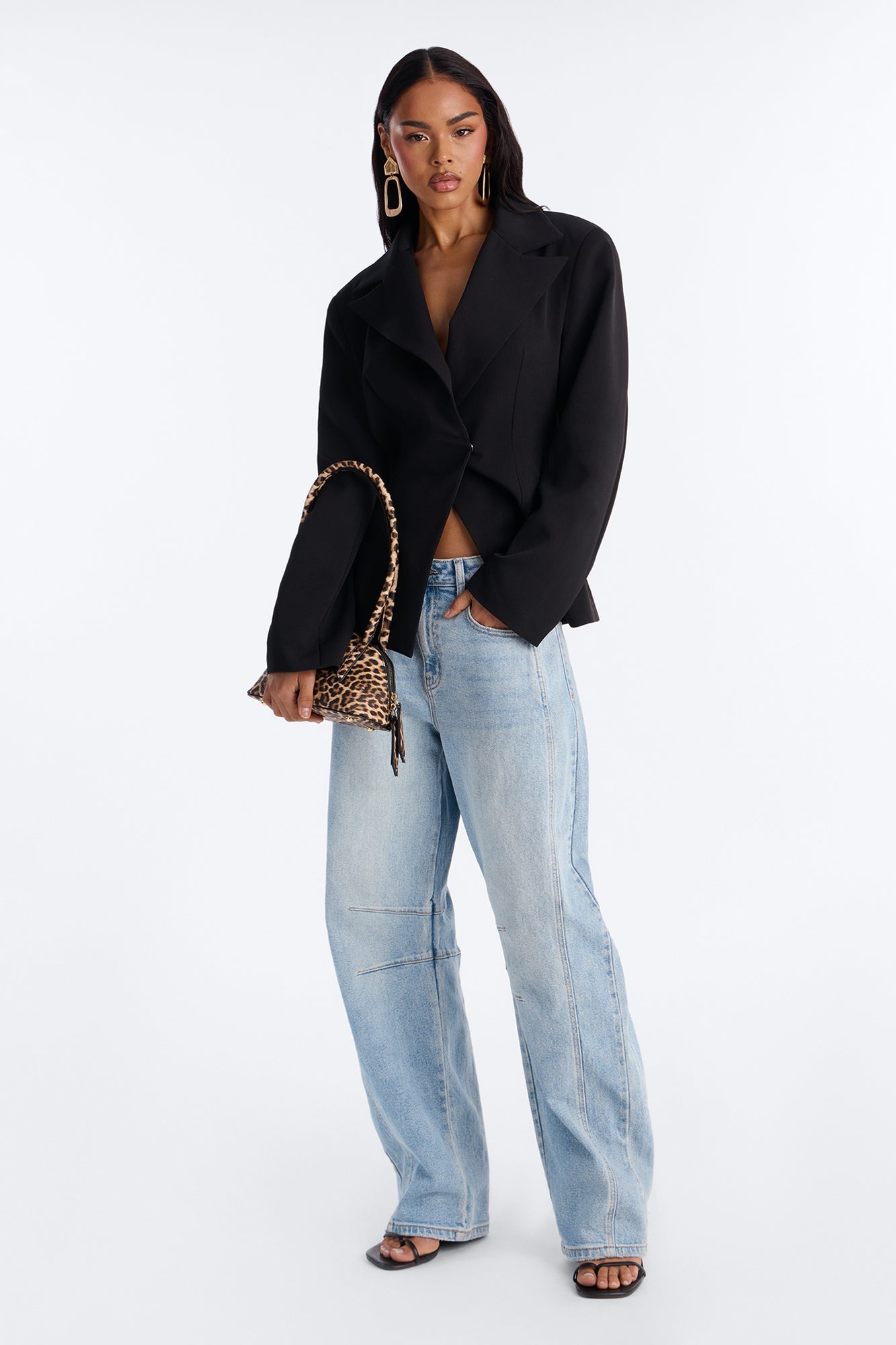 Always Elevated Adjustable Belted Blazer - Black