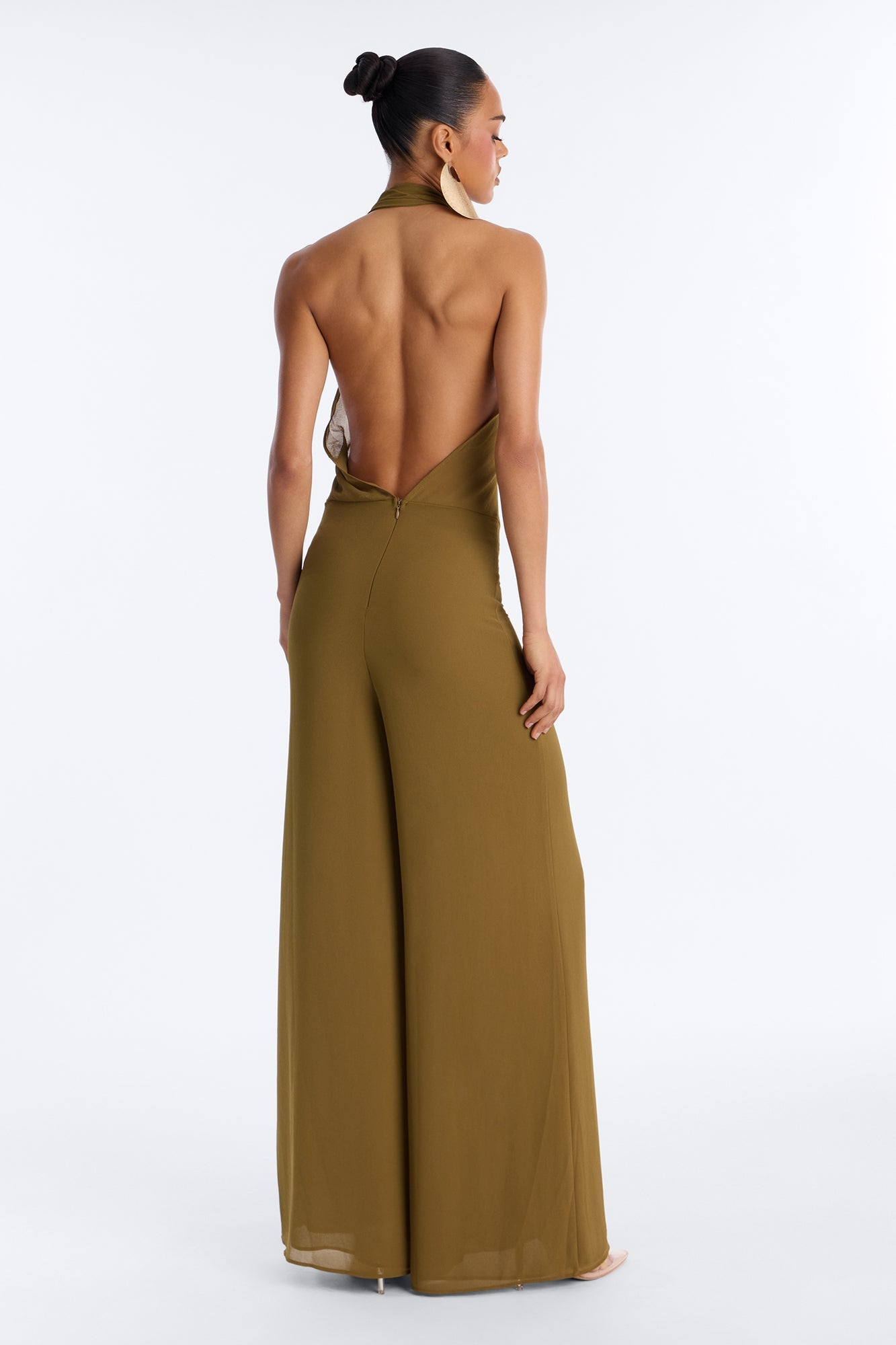Celsa Chiffon Cowl Jumpsuit - Olive