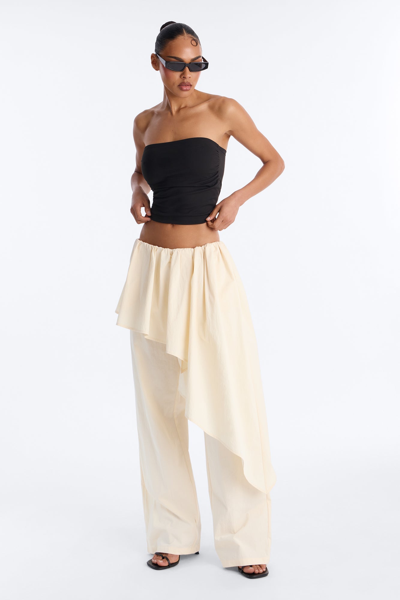 Dramatic Effect Low Rise Twill Skirt Pant - Ivory