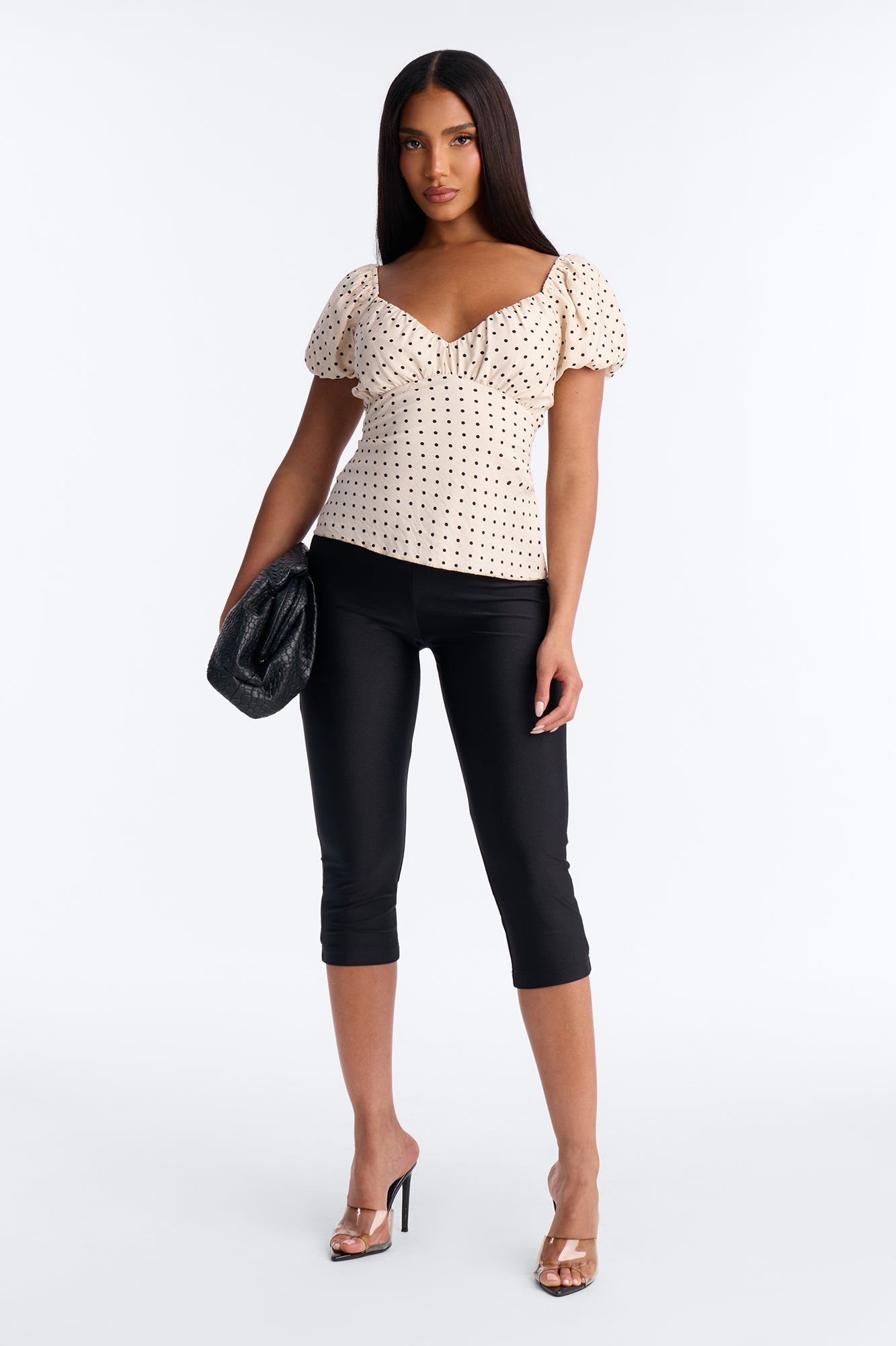 Clancy Polka Dot Babydoll Top - White/Black
