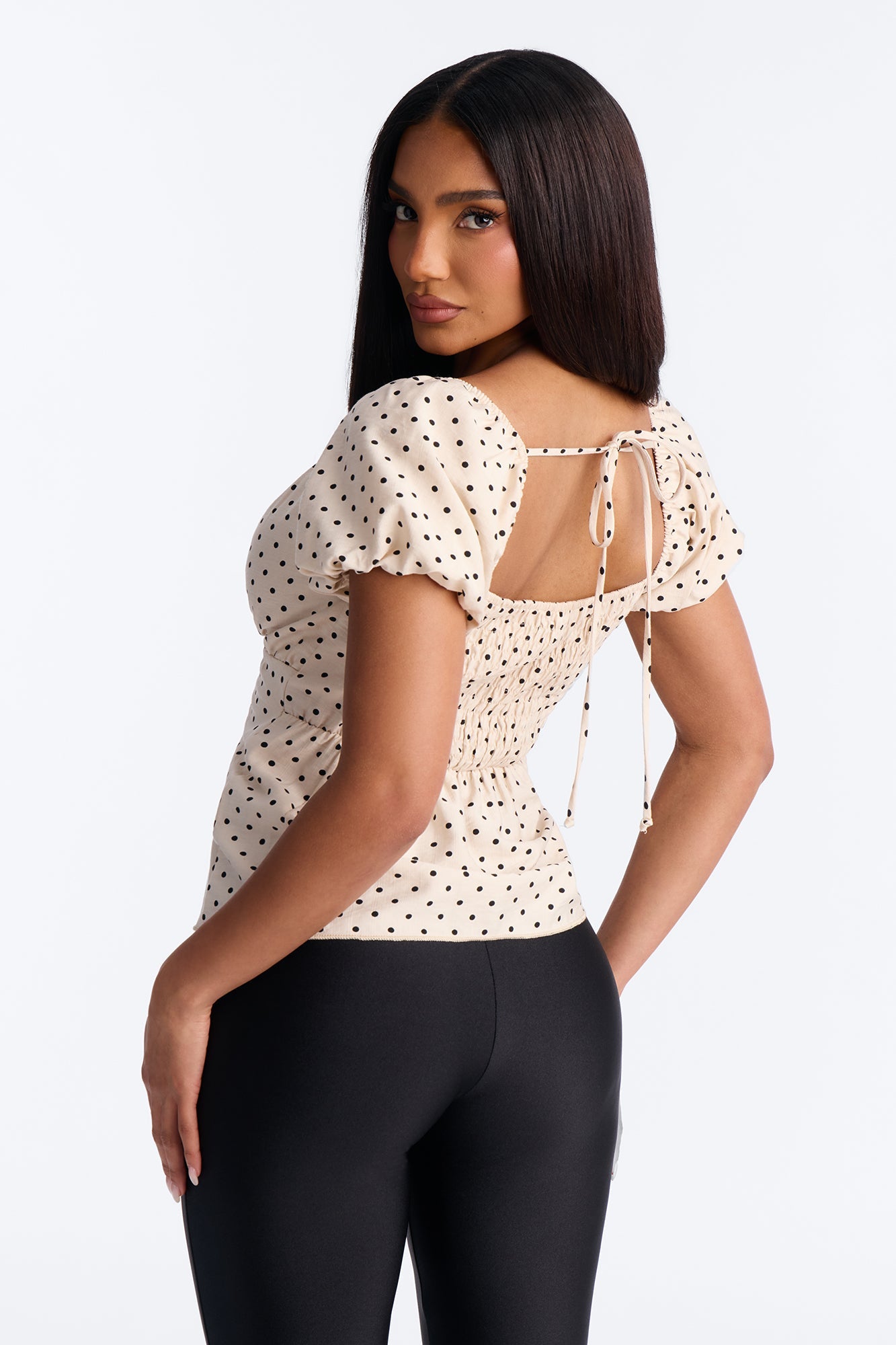 Clancy Polka Dot Babydoll Top - White/Black