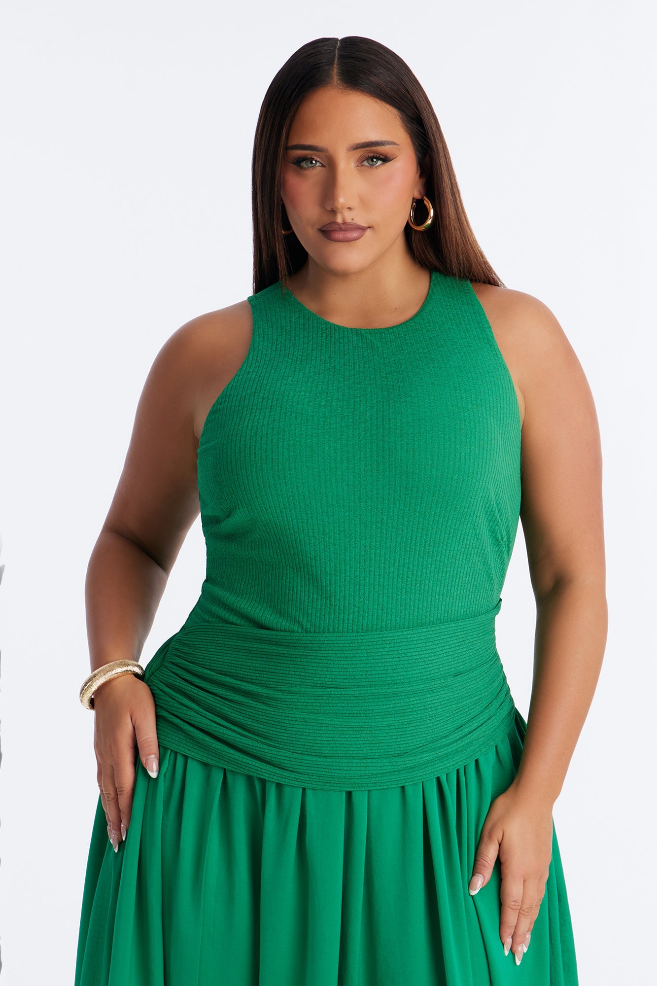 Soho Sleeveless Ribbed Maxi Dress - Kelly Green