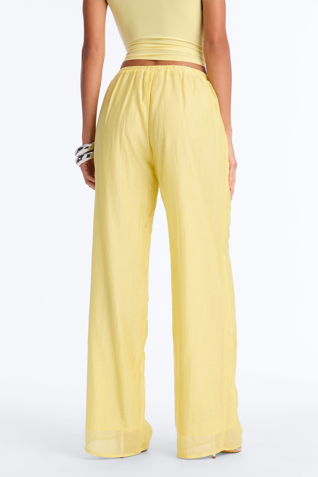 Vacay Babe Textured Wide Leg Pant - Butter Yellow
