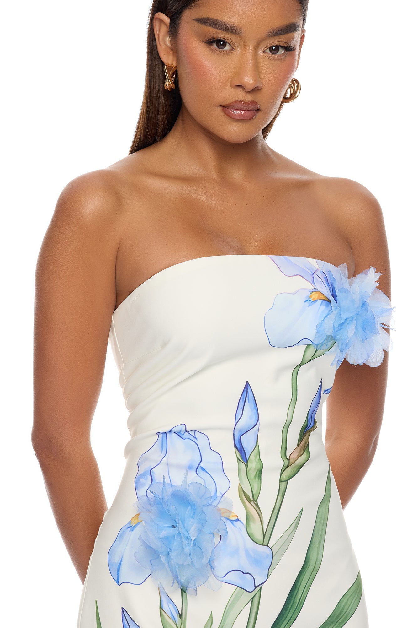 Floral Fantasy 3D Floral Mini Dress - Blue/combo