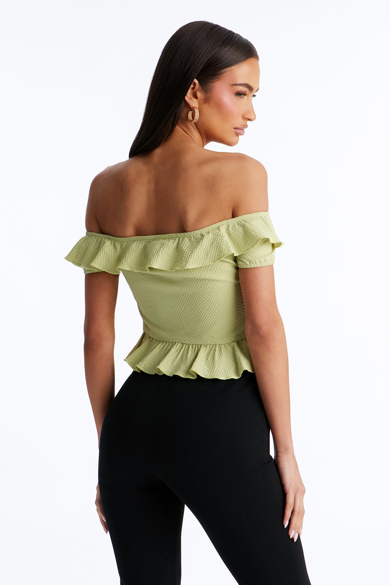 Matcha Girly Ruffle Flyaway Top - Sage