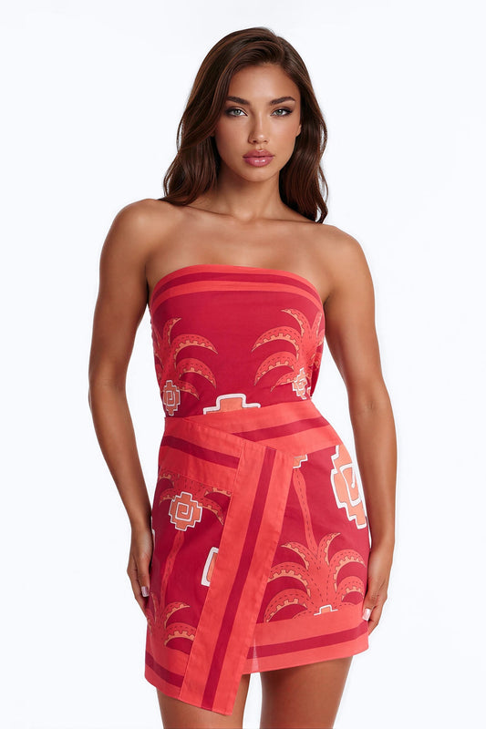 Eileen Wrap Mini Dress - Red