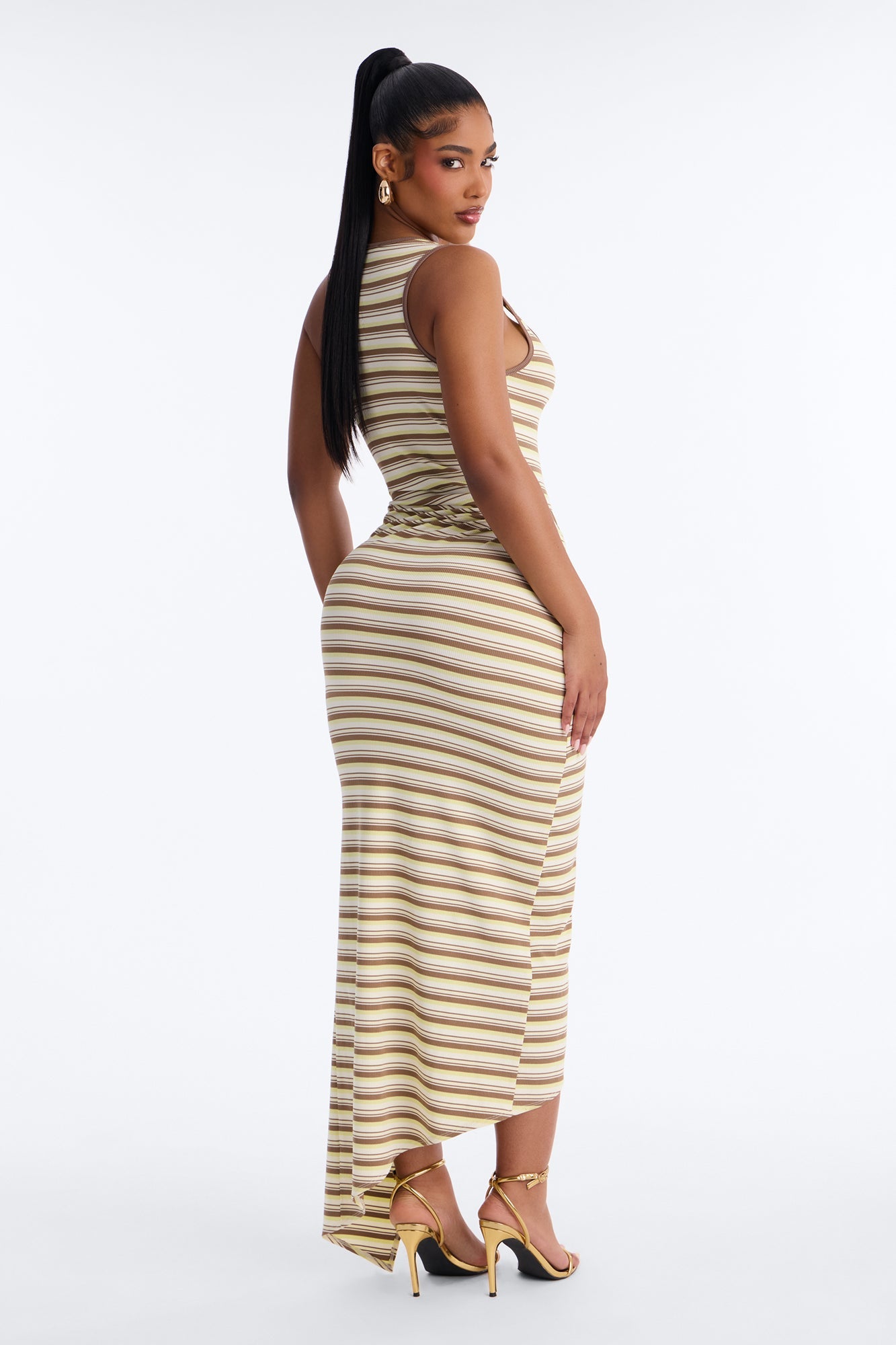 Rayna Striped Ribbed Maxi Dress - Brown/combo