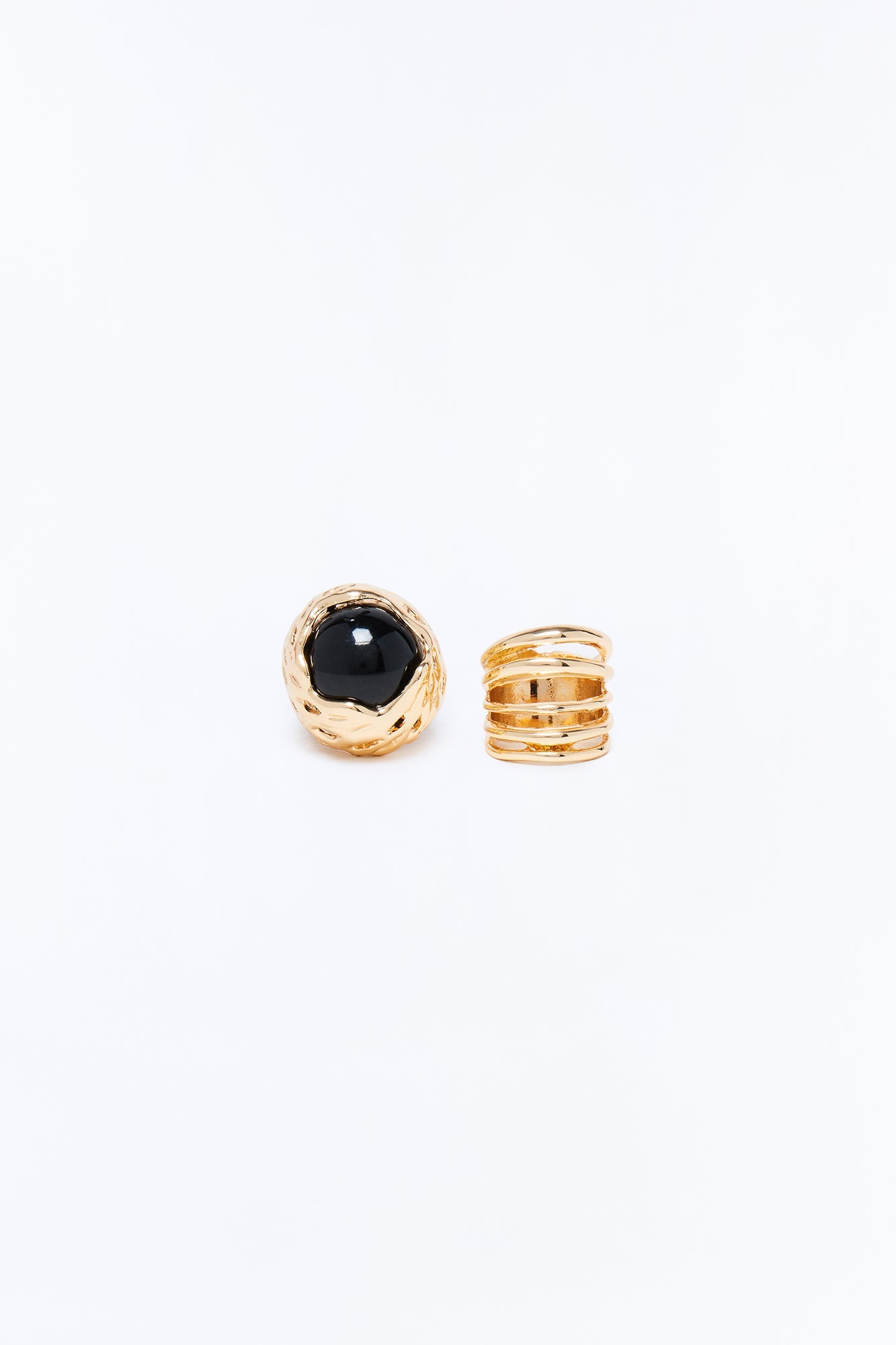 Ophelia 2 Piece Ring Set - Gold/Black