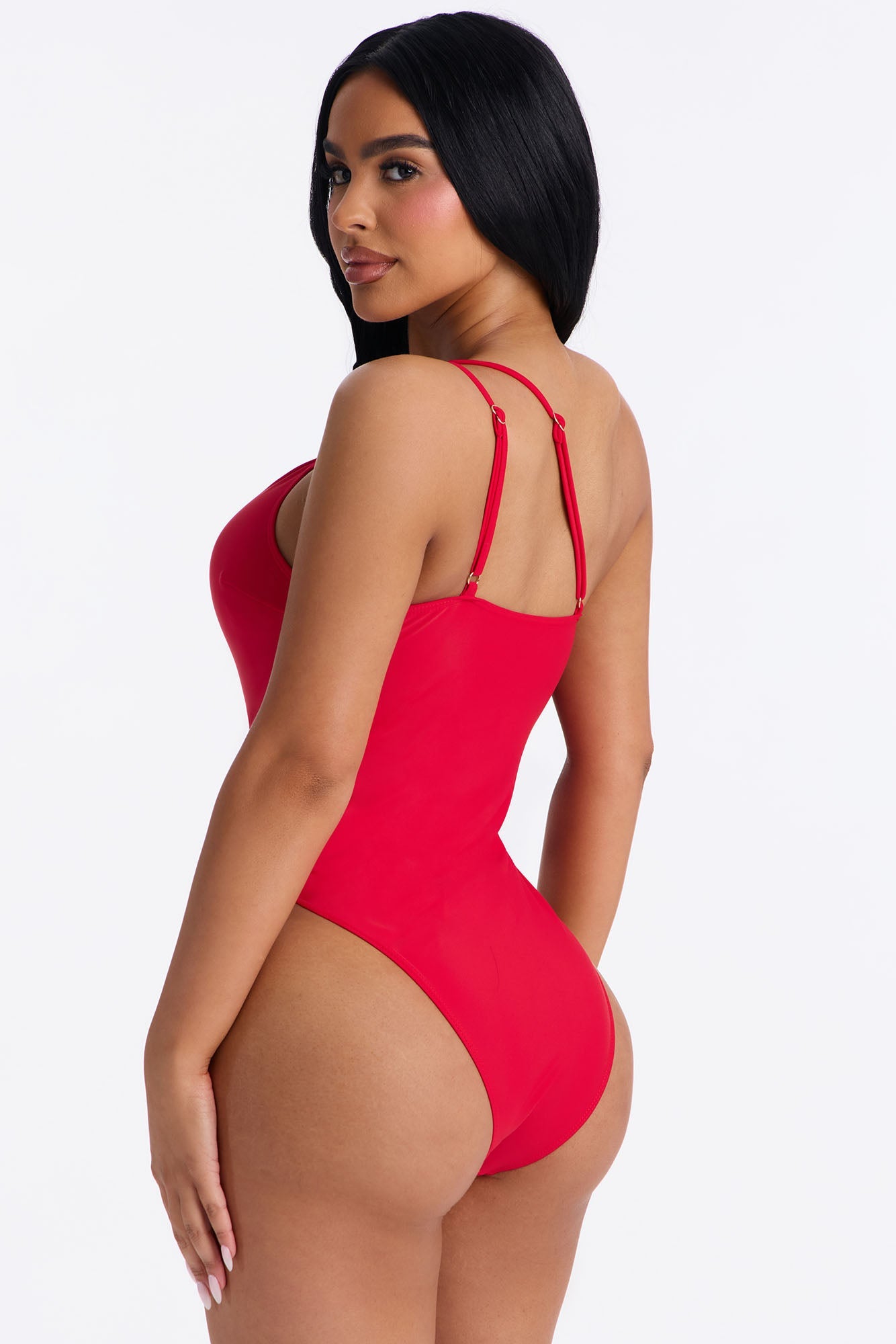 Amira One Shoulder 1 Piece Swimsuit - Red