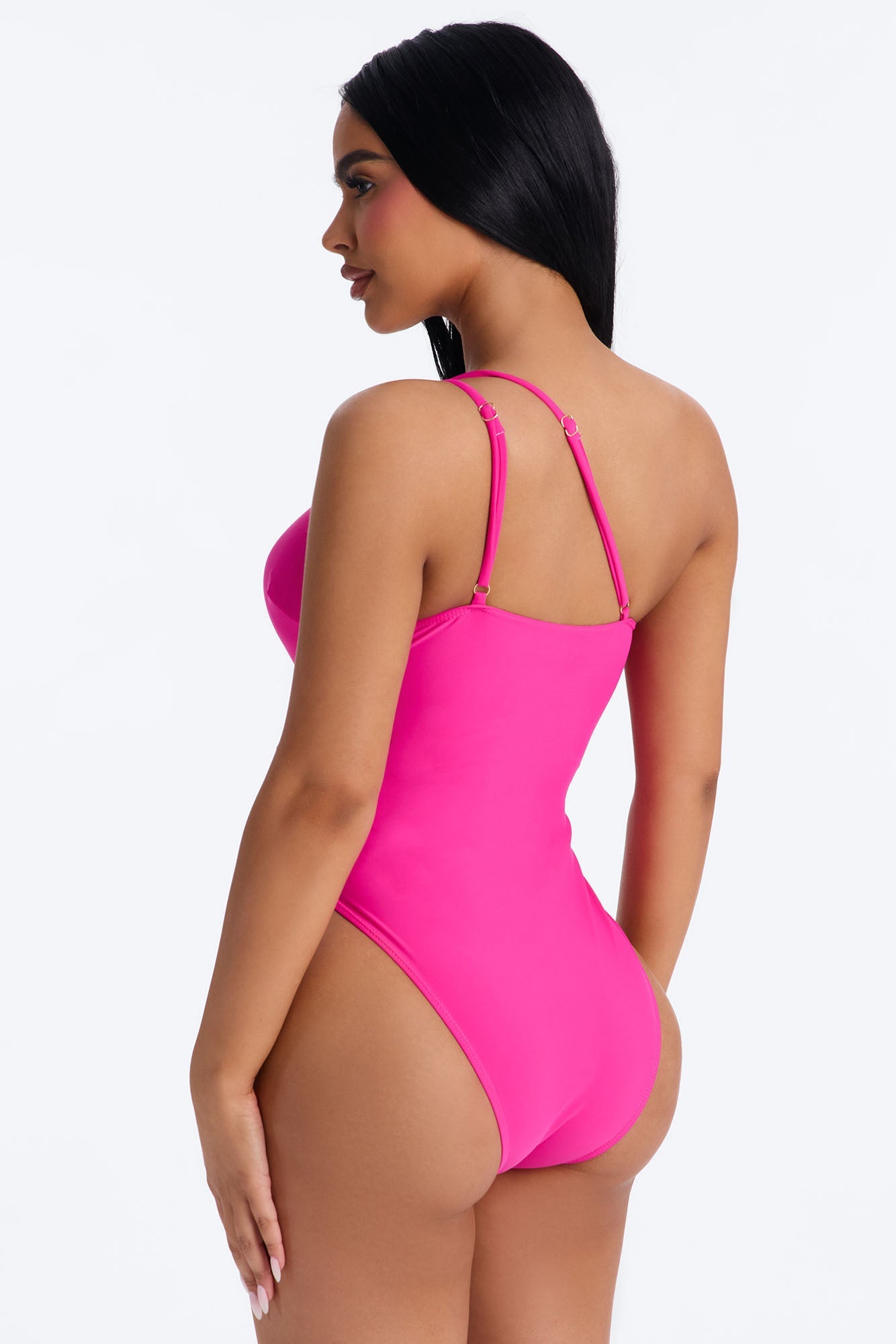 Amira One Shoulder 1 Piece Swimsuit - Fuchsia
