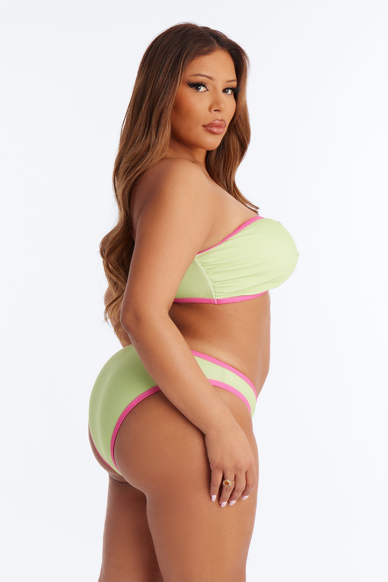 Kassia Floral 3 Piece Halter Bandeau Bikini & Cover Up Mini Skirt Sunsuit - Green/combo