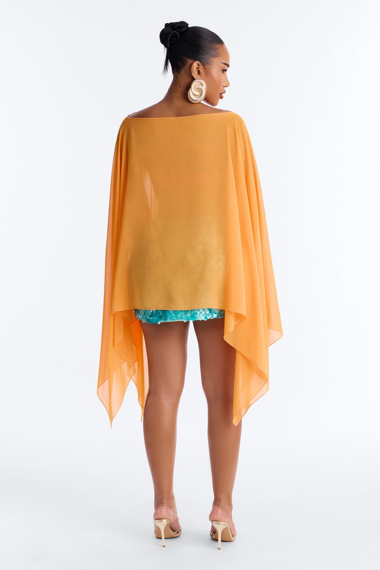 Get In Line Long Chiffon Kimono Top - Orange