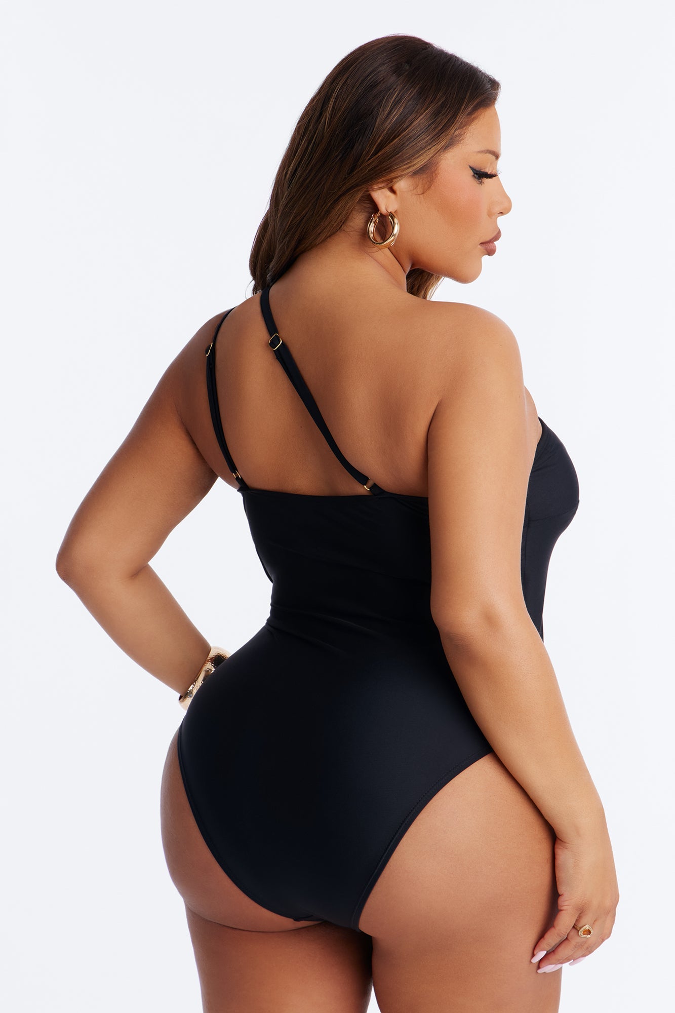 Amira One Shoulder 1 Piece Swimsuit - Black
