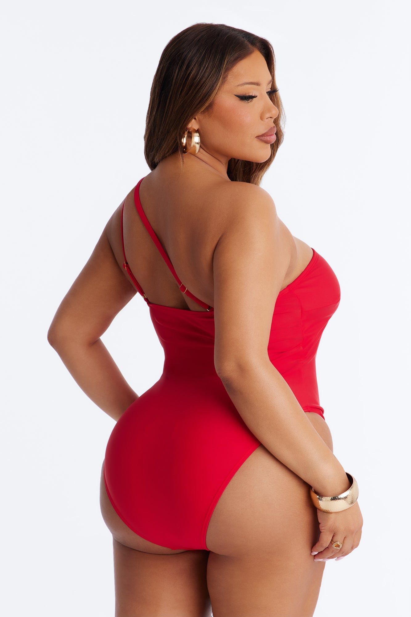 Amira One Shoulder 1 Piece Swimsuit - Red