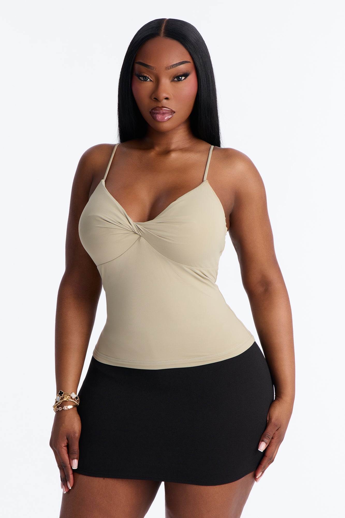 Second Skin Double Lined Twist Cami - Olive