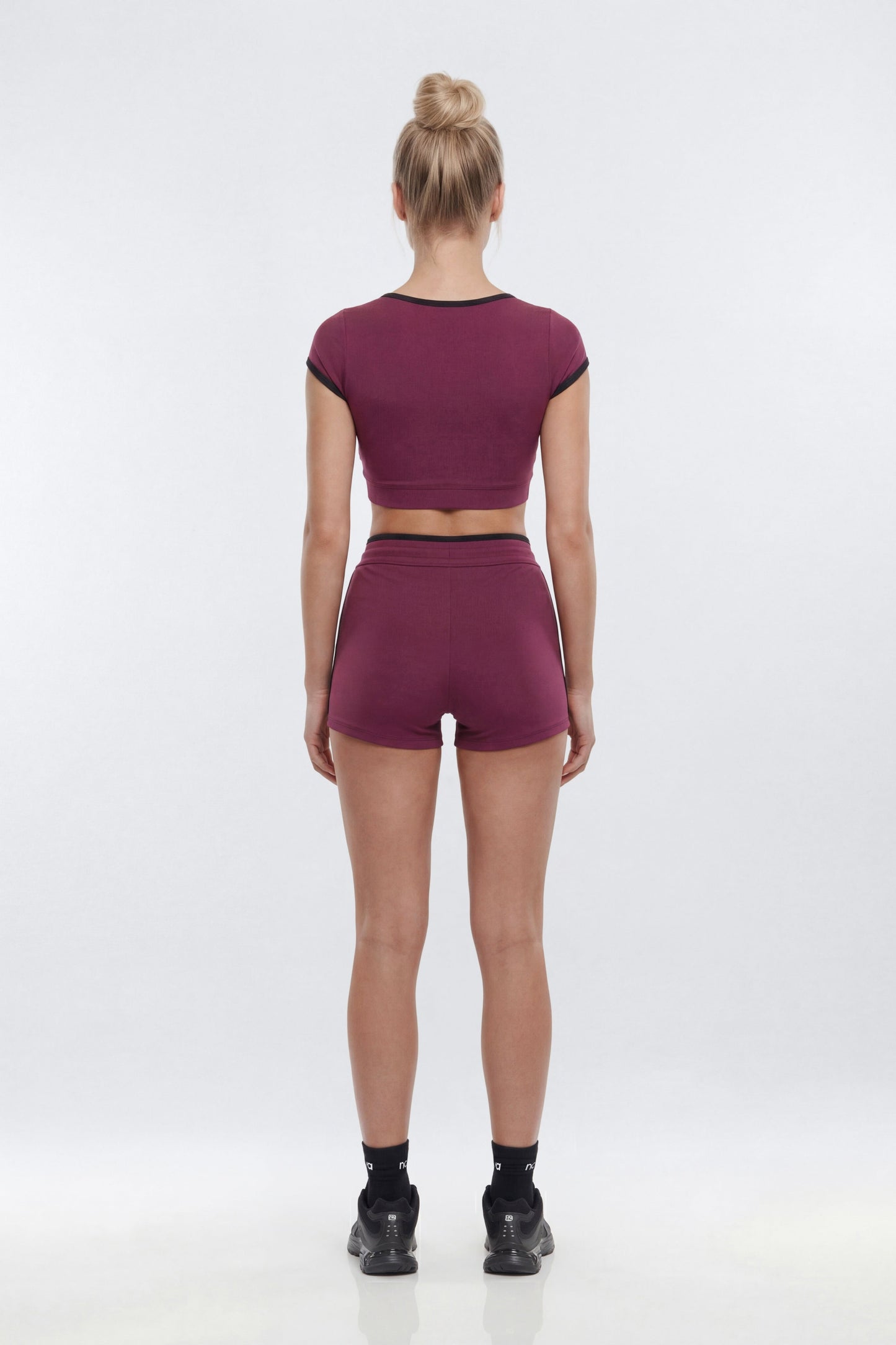 ProStretch™ Crop V-Neck Short Sleeve Sports Top - Merlot