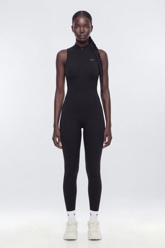 ProStretch™ 27″ Zip Up Mock Neck Skinny Jumpsuit - Black