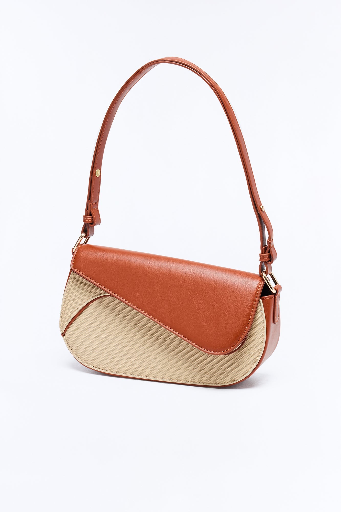 Wall Street Walk Faux Leather Shoulder Handbag - Brown/combo