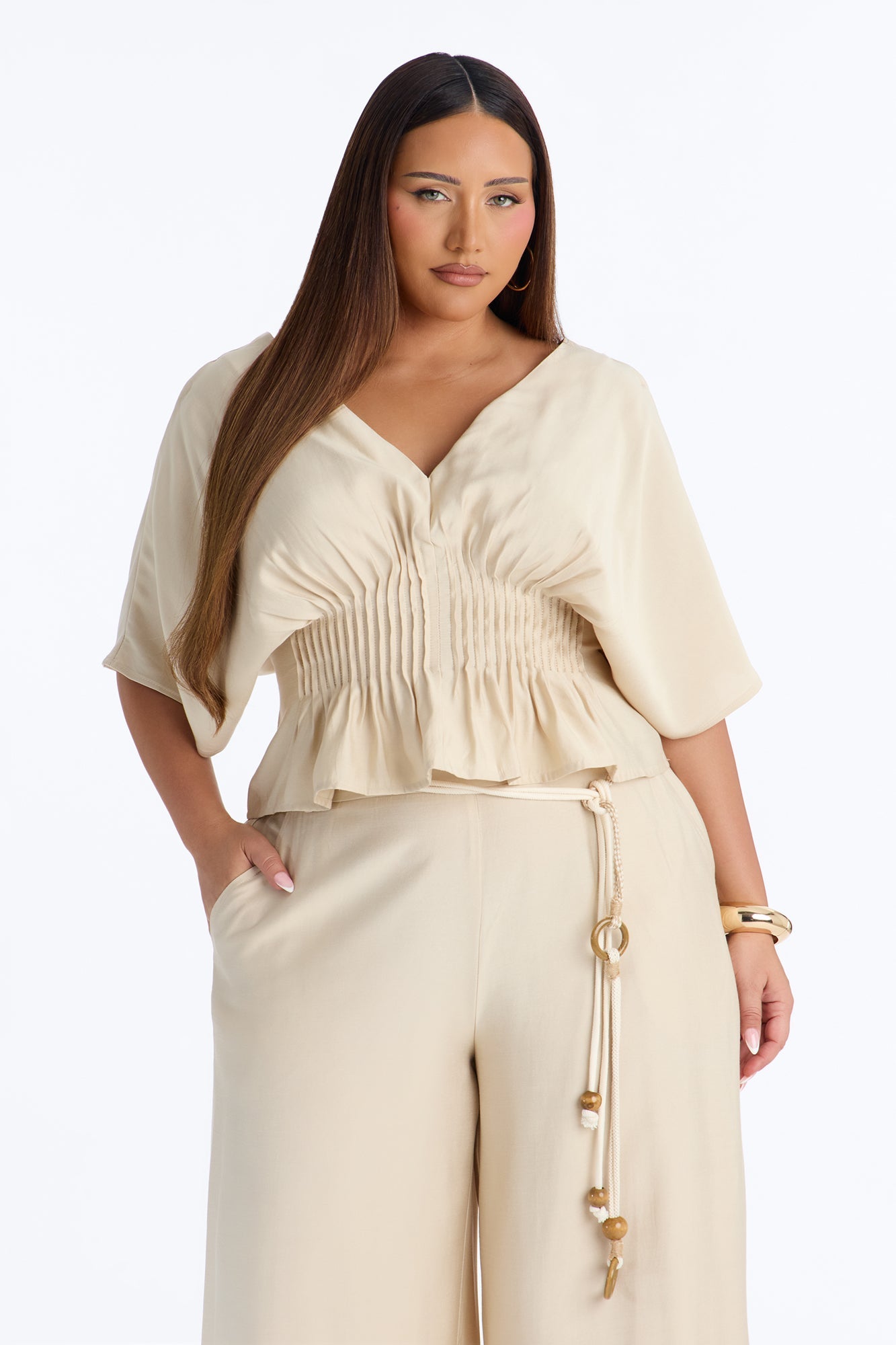 Miranda Linen Pant Set - Taupe