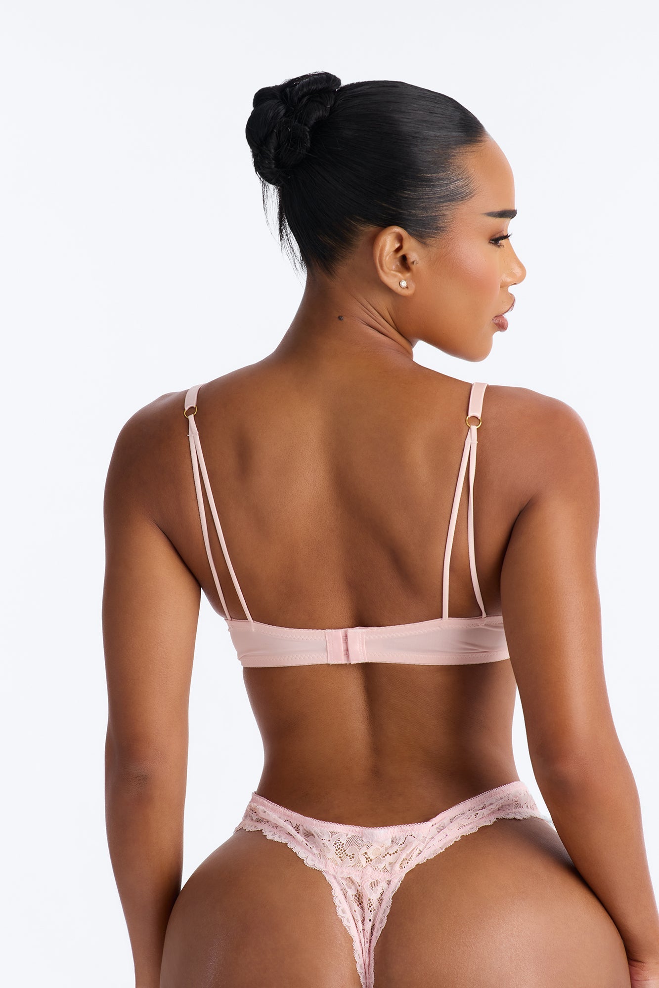 Lacey Lift Deep Plunge Push Up Lace Bra - Blush