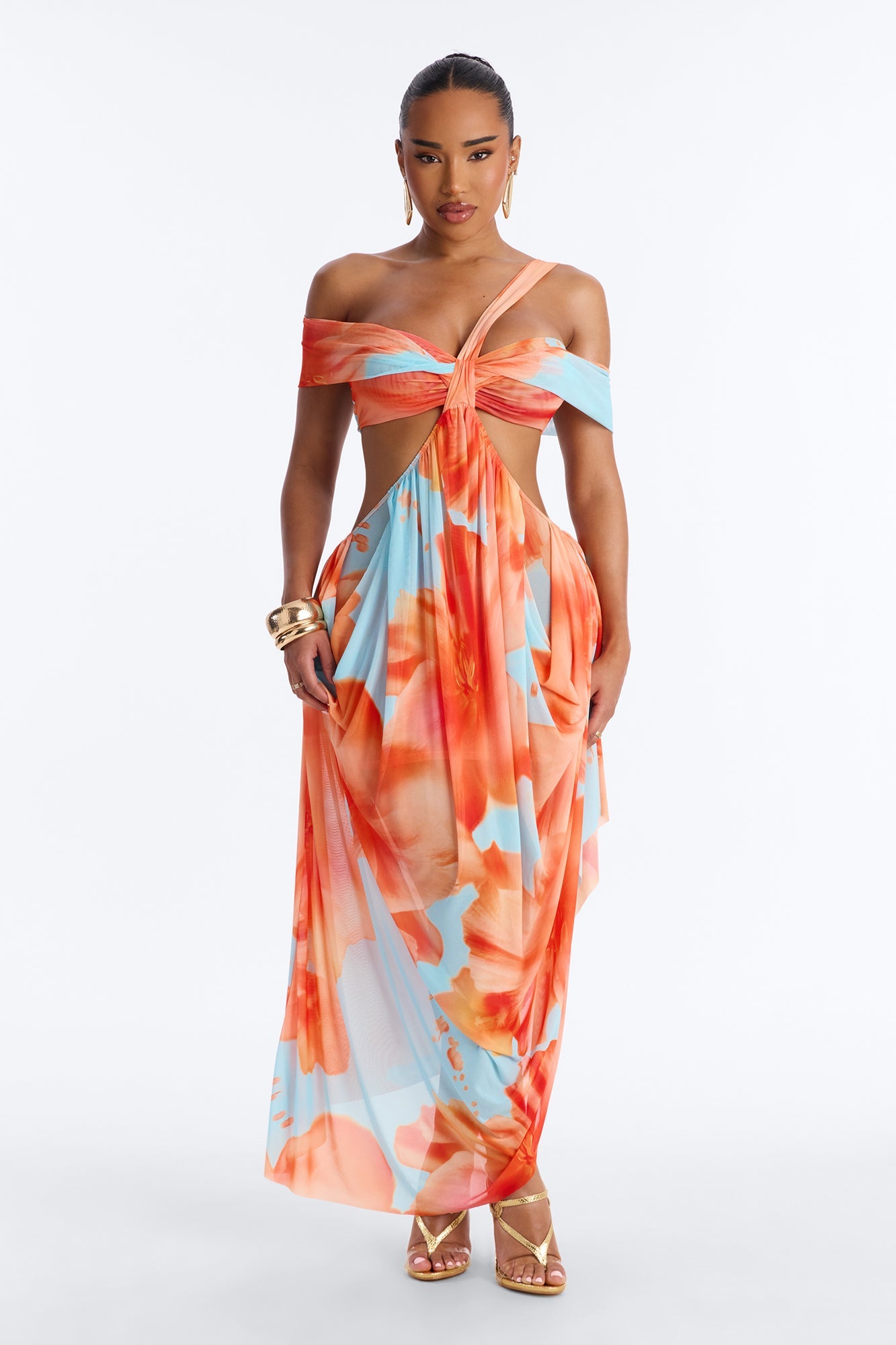 She Gets Her Way Mesh Maxi Dress - Blue/combo