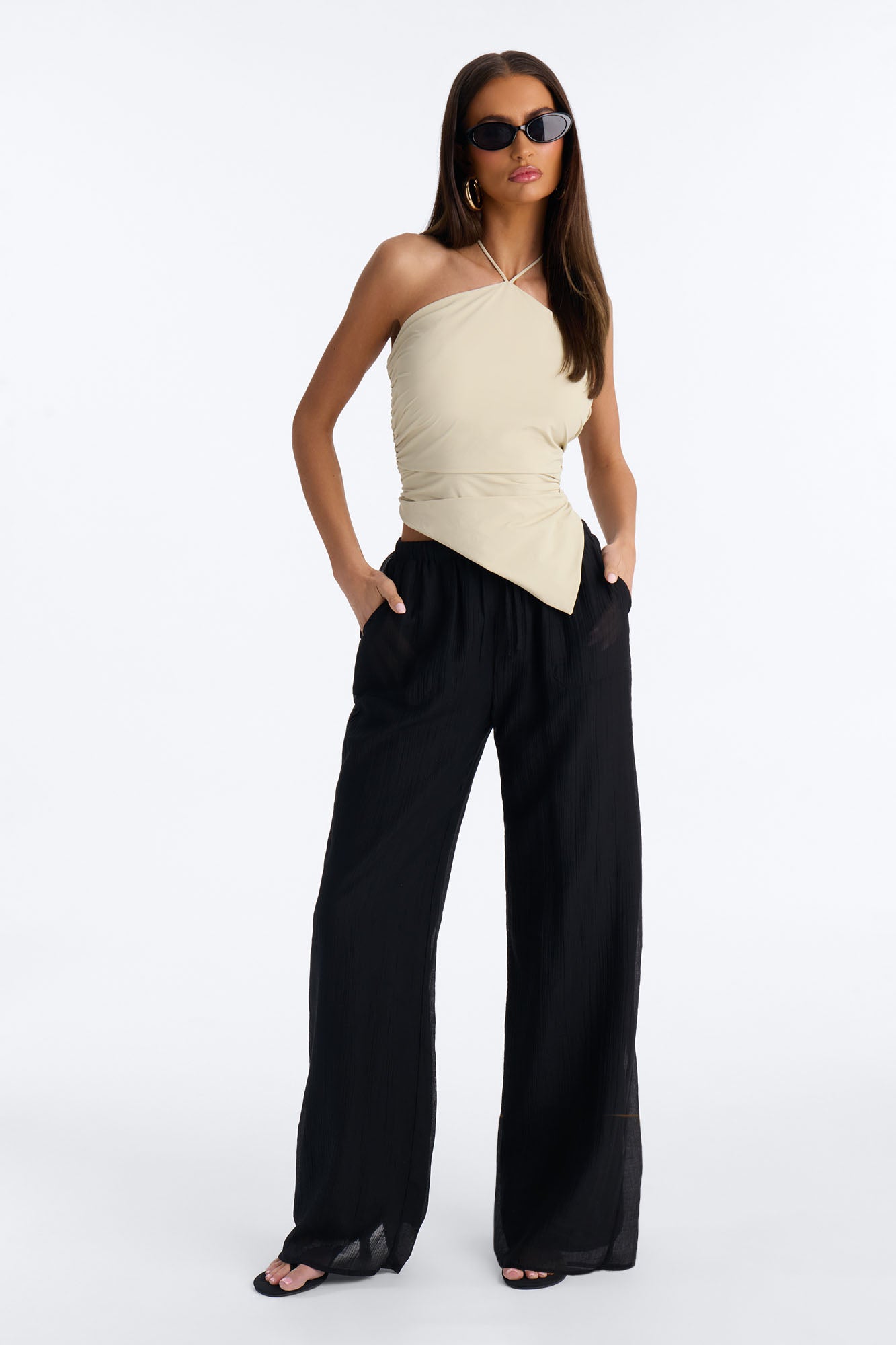 Vacay Babe Textured Wide Leg Pant - Black