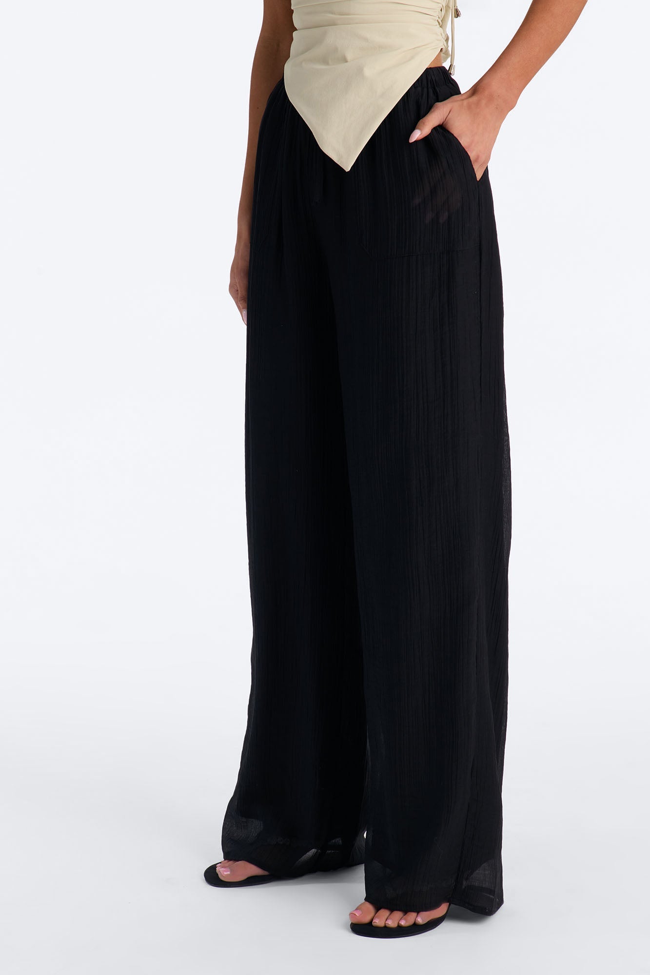 Vacay Babe Textured Wide Leg Pant - Black