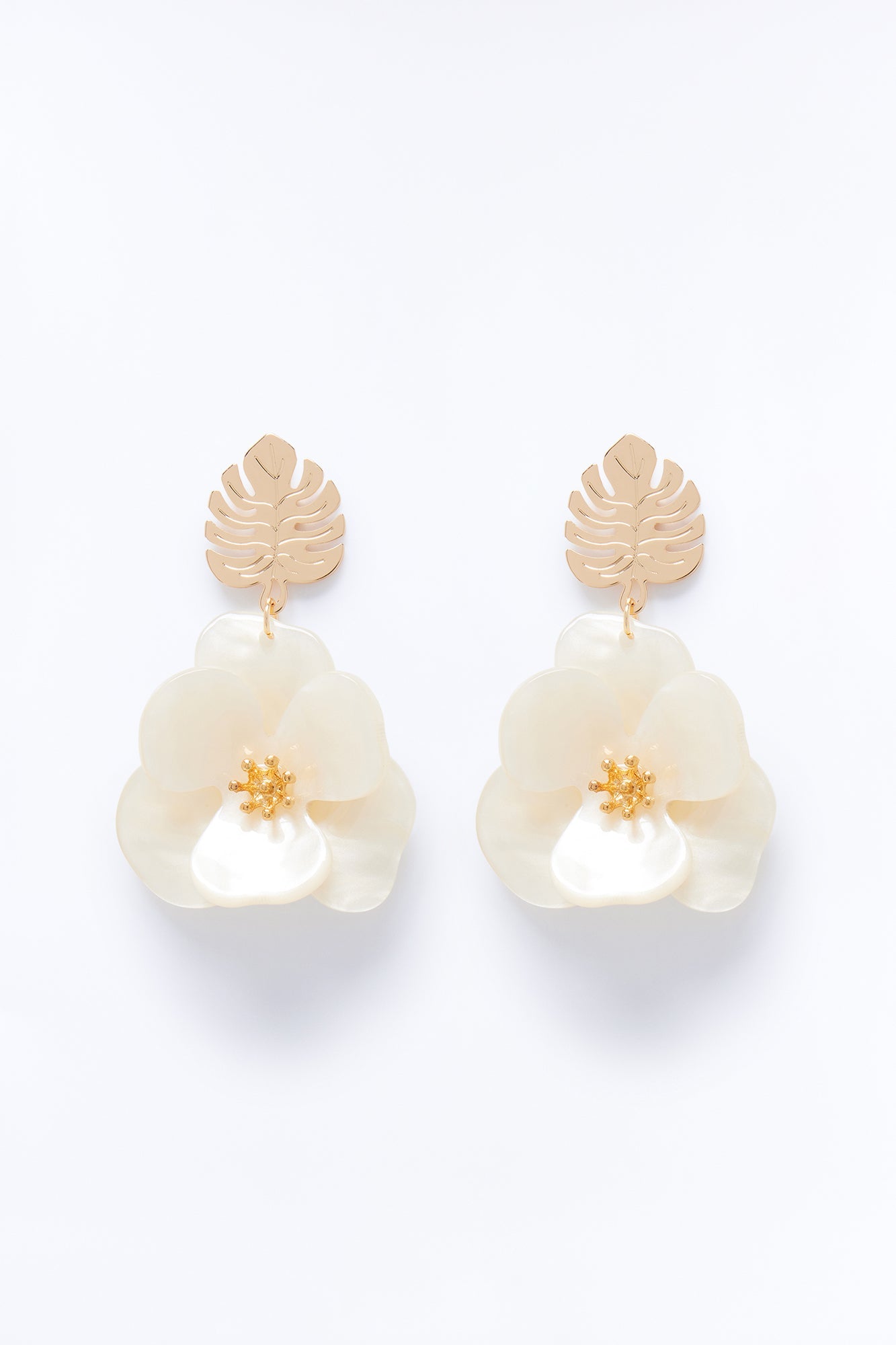 Luxe Flora Drop Earrings - Ivory