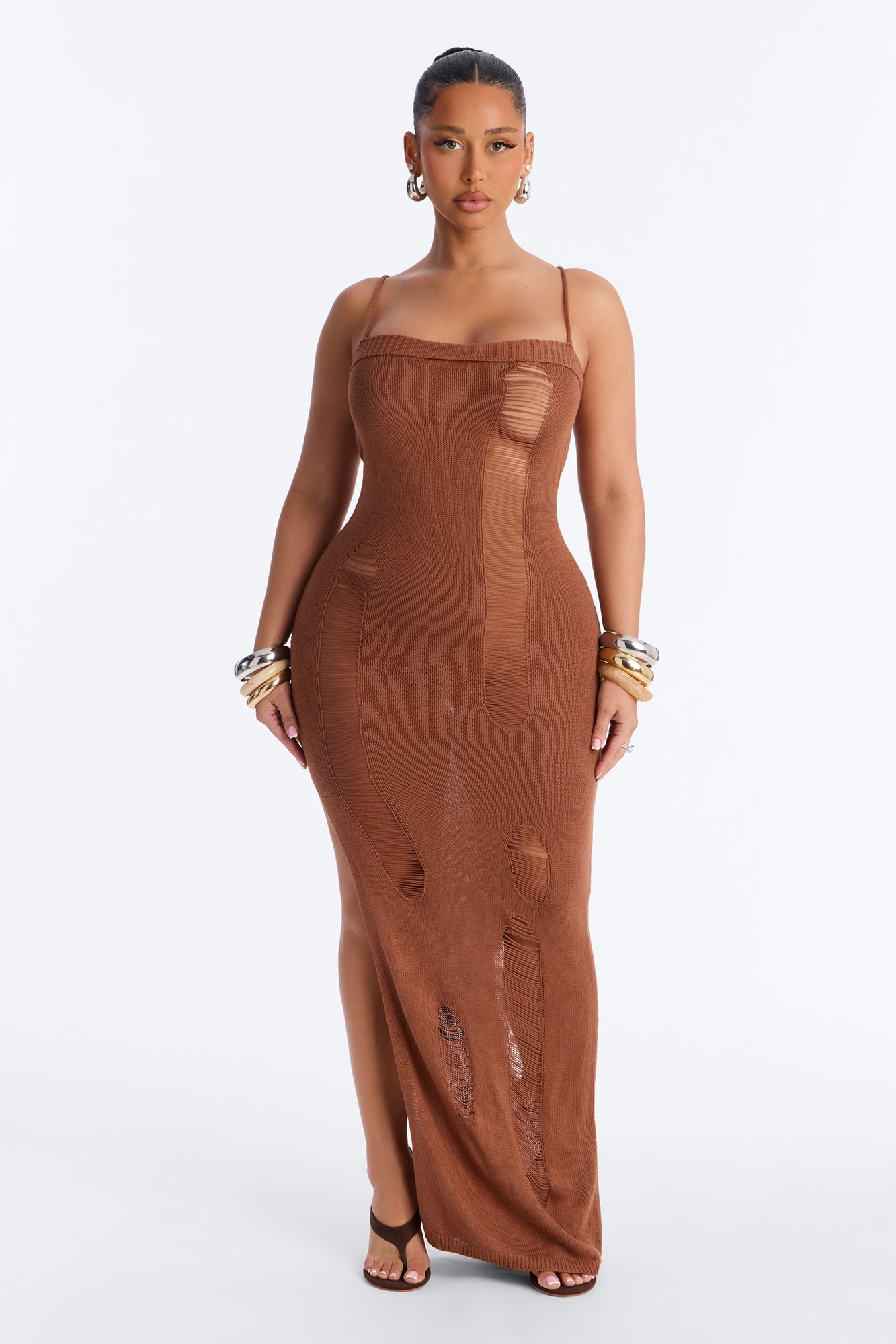 Penny Crochet Swim Cover Up Maxi Dress - Mocha