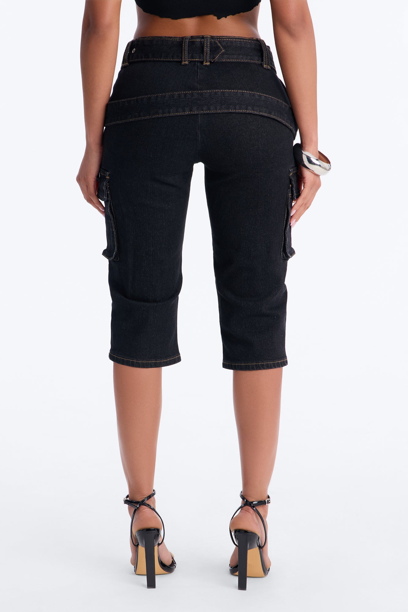 Top Secret Low Rise Skinny Capri Jeans - Black Wash