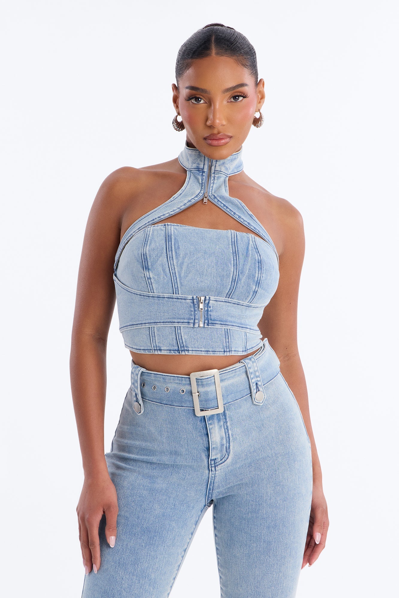Let Me Adore You Capri Set - Light Wash