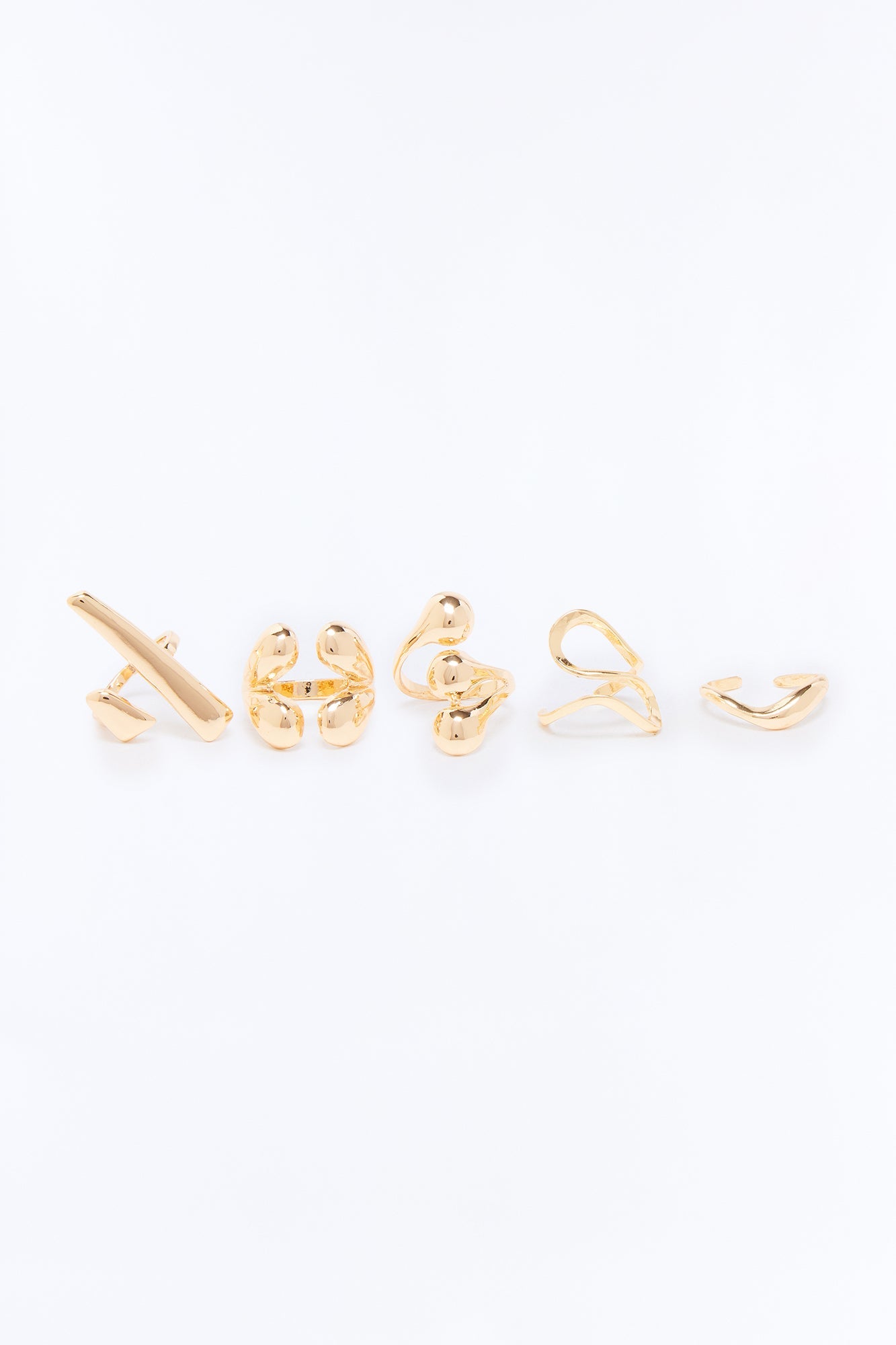 Nothing Matters Abstract 5 Piece Ring Set - Gold